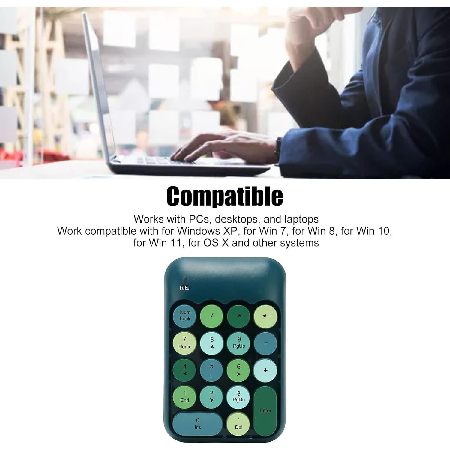 Teclado Numérico Inalámbrico Estink Verde Oscuro 18 Teclas