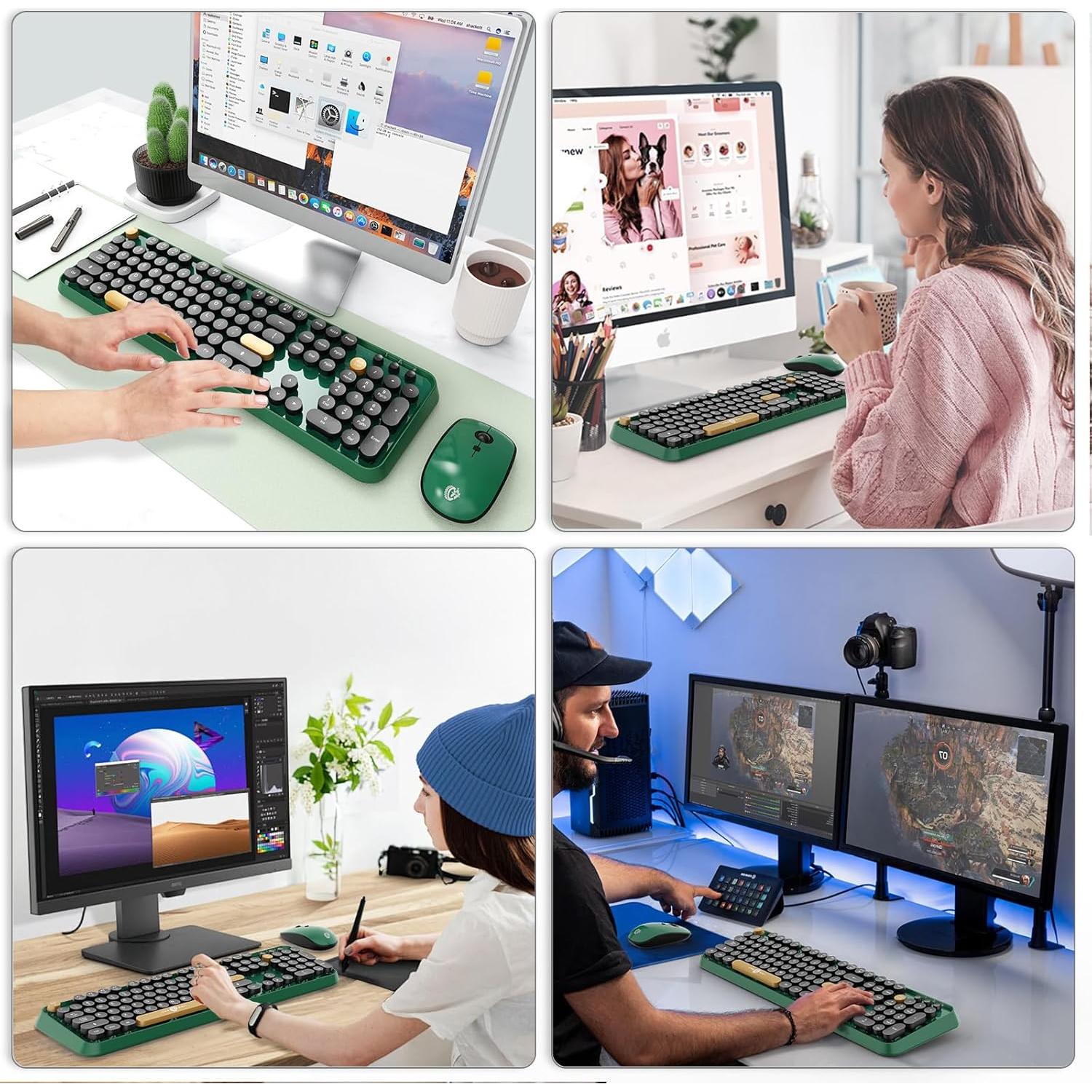 Combo Teclado y Ratón Inalámbrico FOPETT 104 Teclas Coloridas