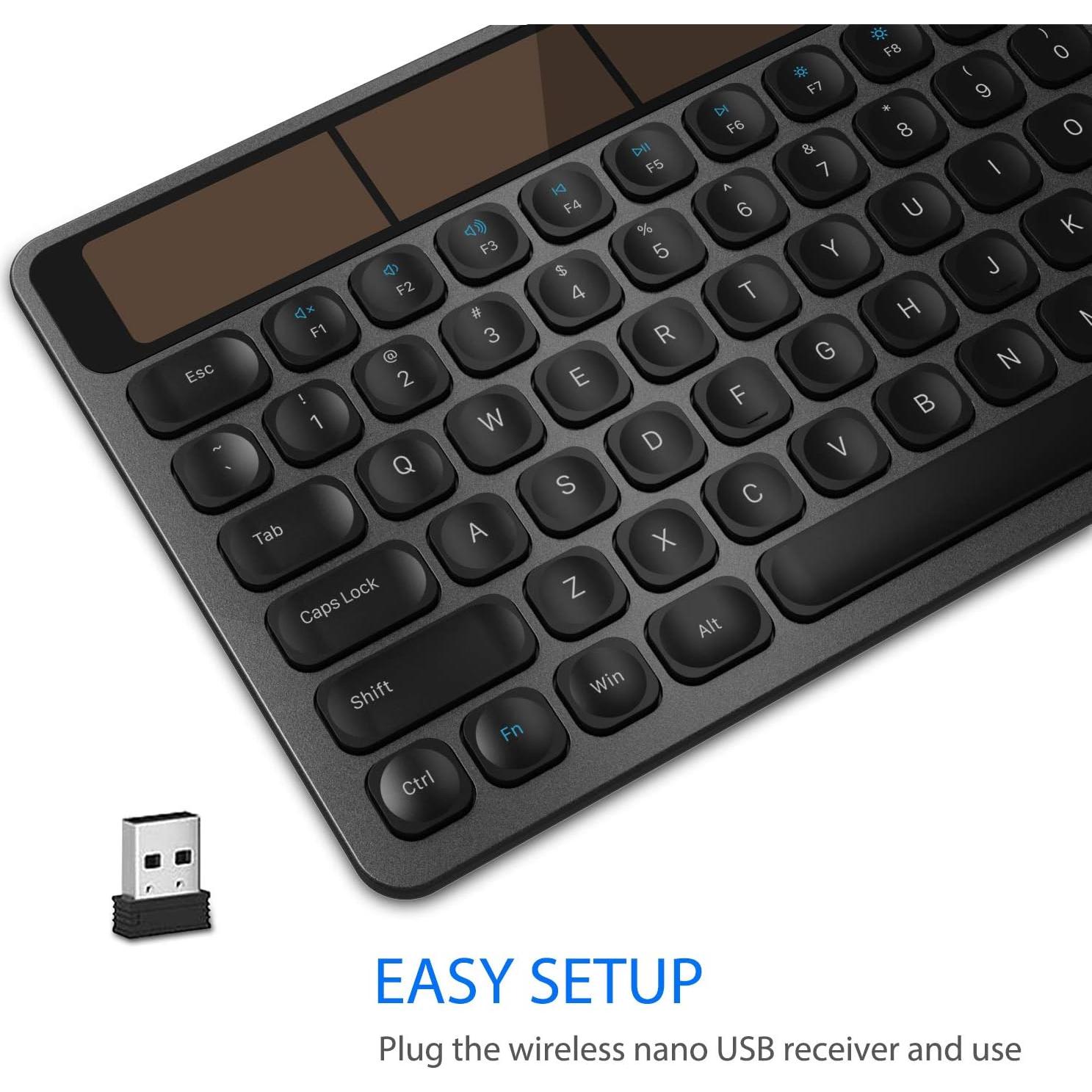 Teclado Solar Inalámbrico Arteck HW126 con Carga Solar