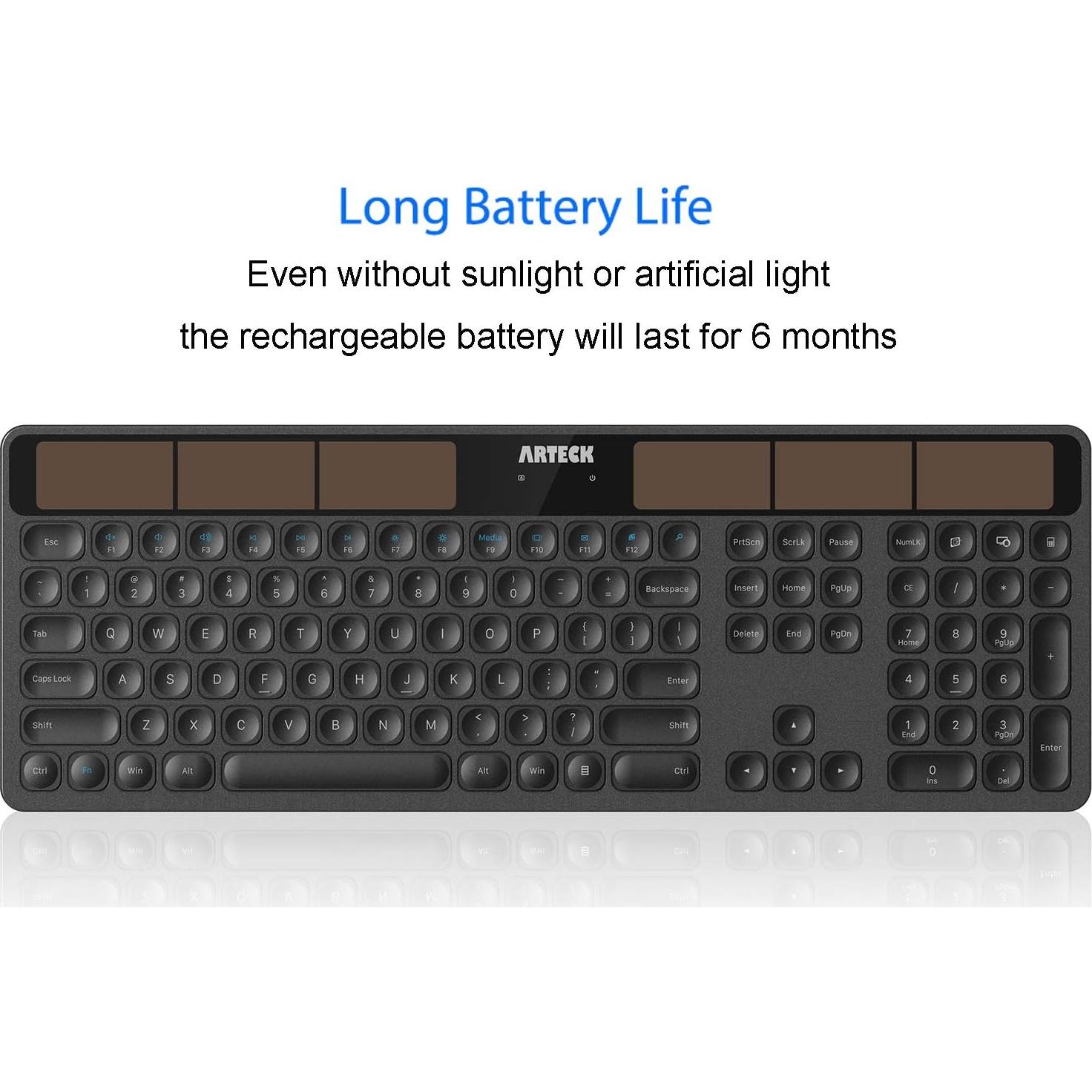 Teclado Solar Inalámbrico Arteck HW126 con Carga Solar