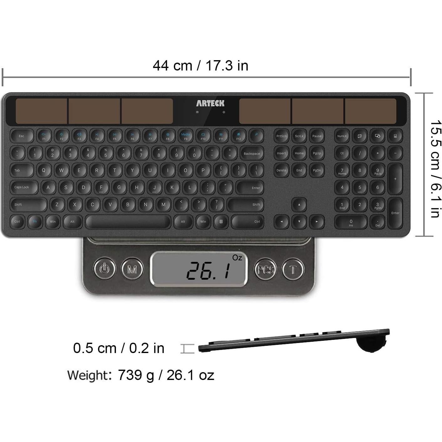 Teclado Solar Inalámbrico Arteck HW126 con Carga Solar