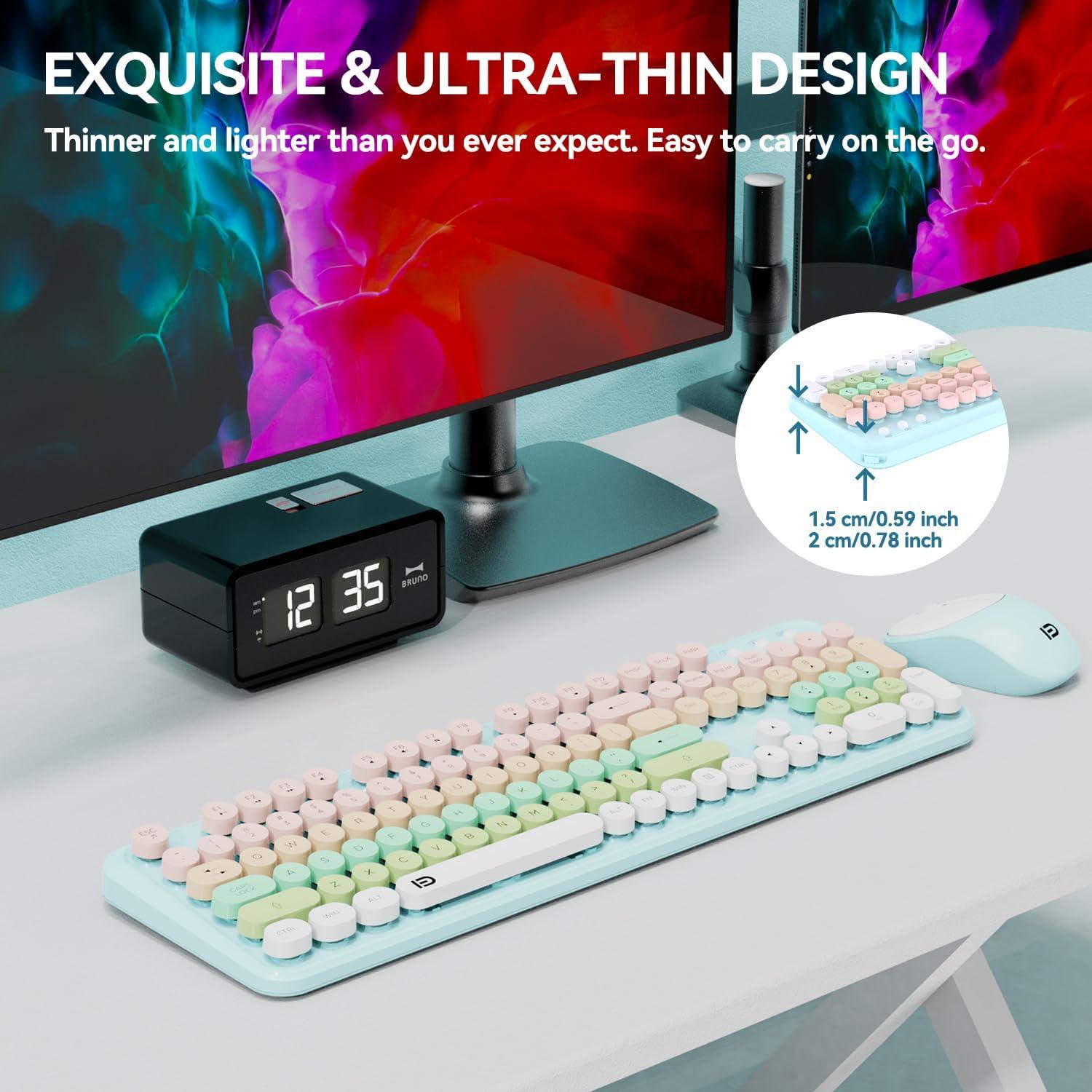 Combo Teclado y Ratón Inalámbrico BAIHUAFRU 104 Teclas Azul Claro