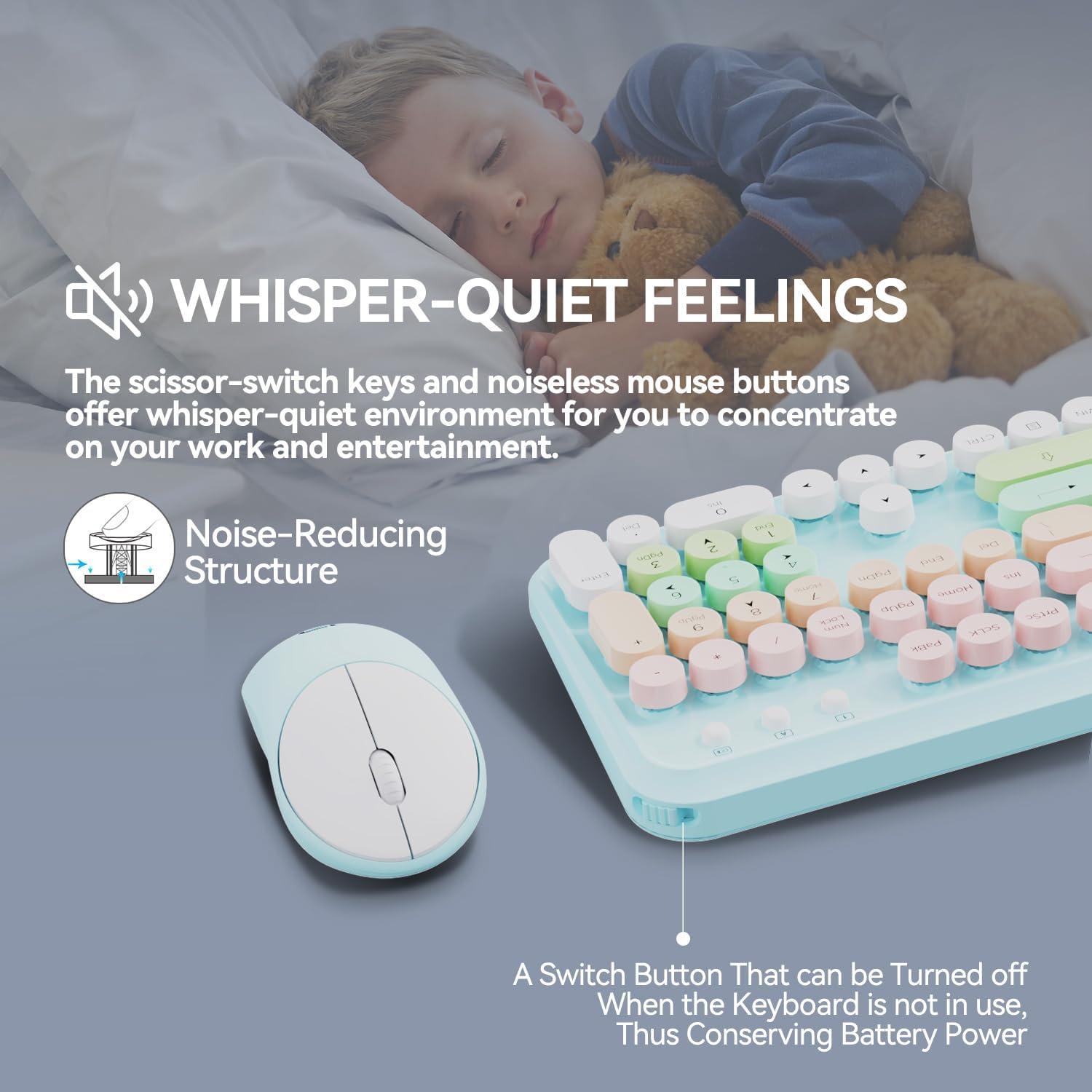 Combo Teclado y Ratón Inalámbrico BAIHUAFRU 104 Teclas Azul Claro