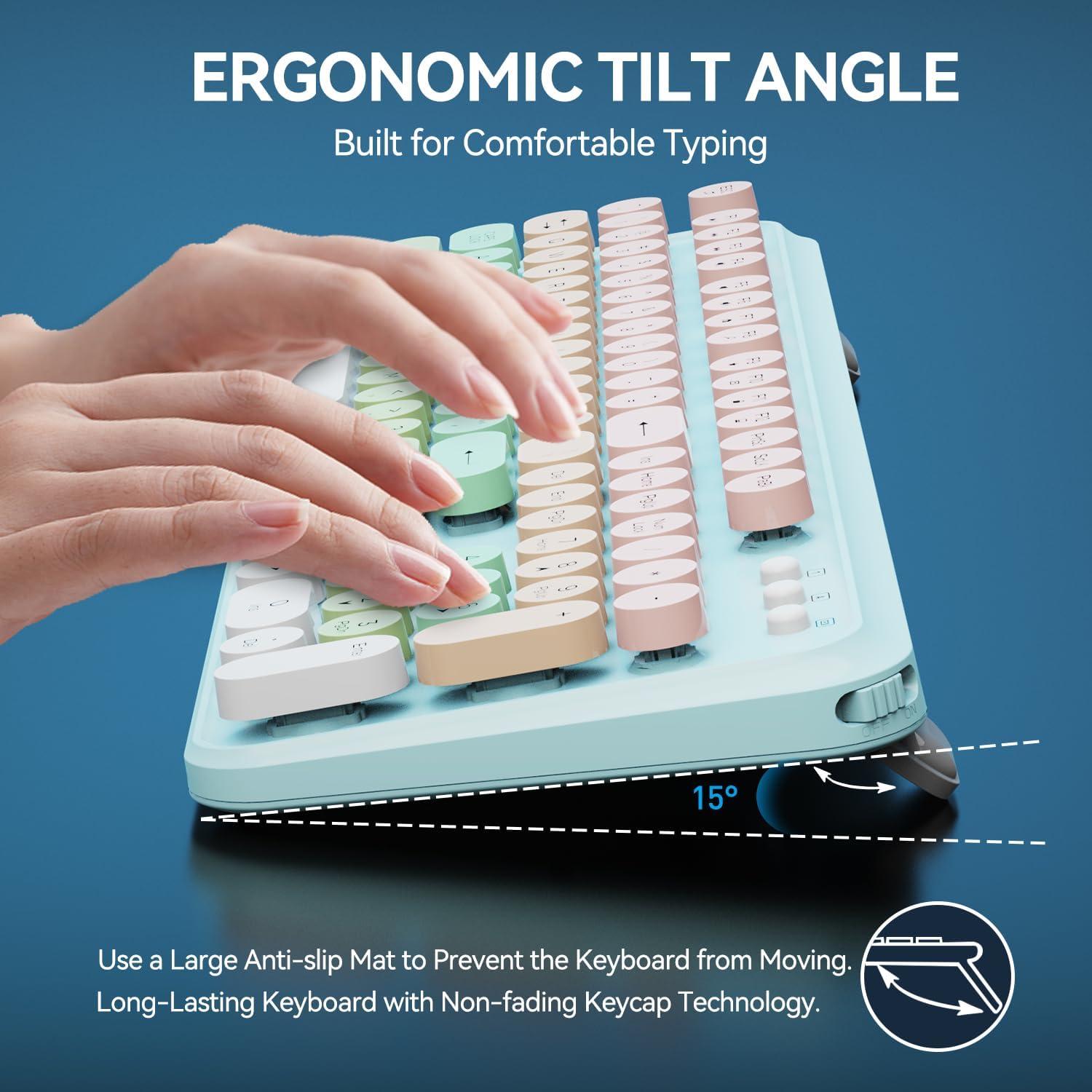 Combo Teclado y Ratón Inalámbrico BAIHUAFRU 104 Teclas Azul Claro