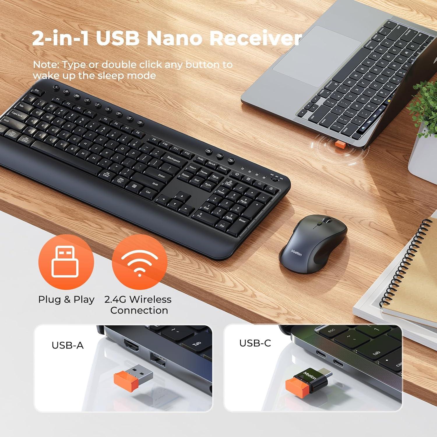 Combo Teclado y Ratón Inalámbrico MeetionMaster C5000, USB-C