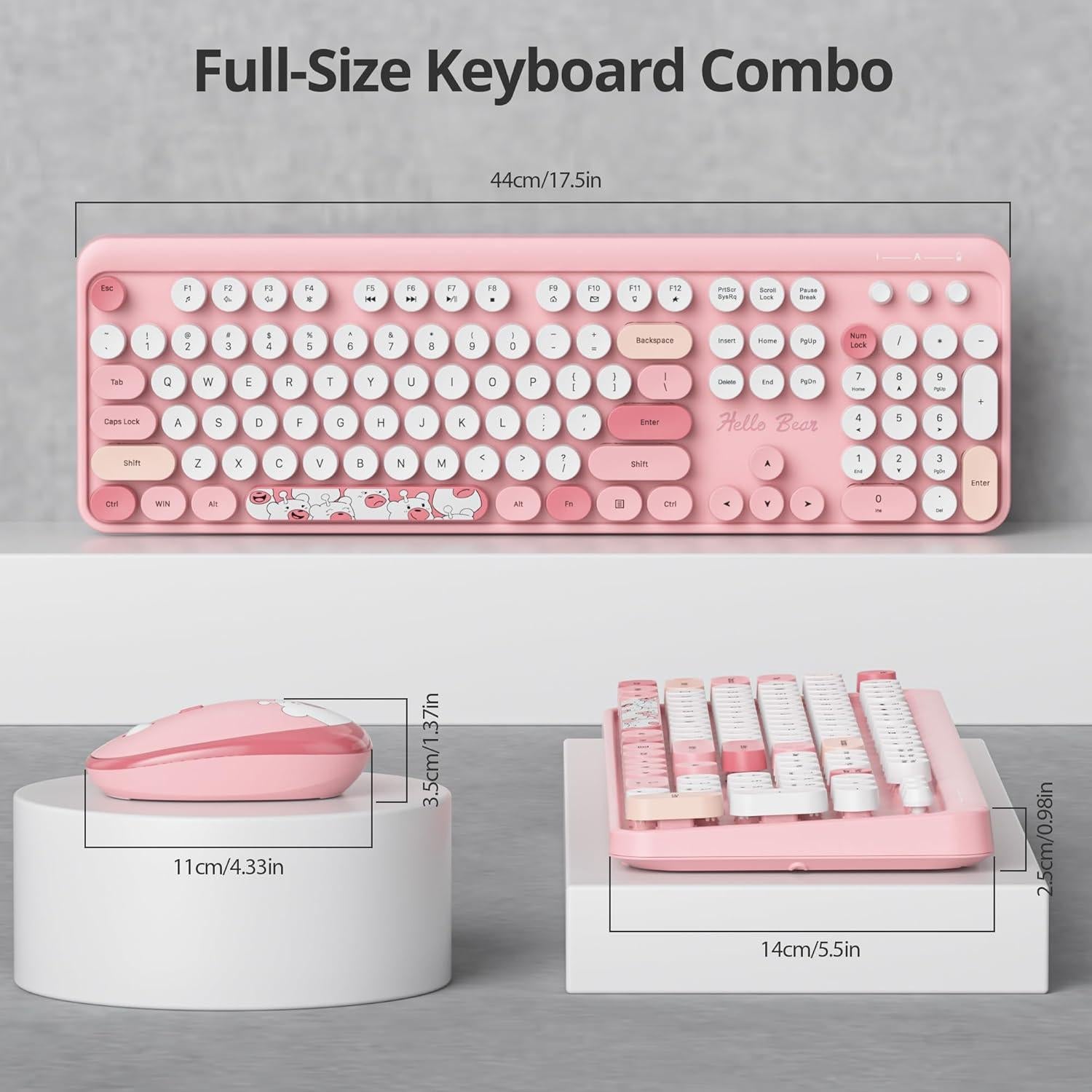 Teclado Inalámbrico Retro 104 Teclas Rosa Mosptnspg