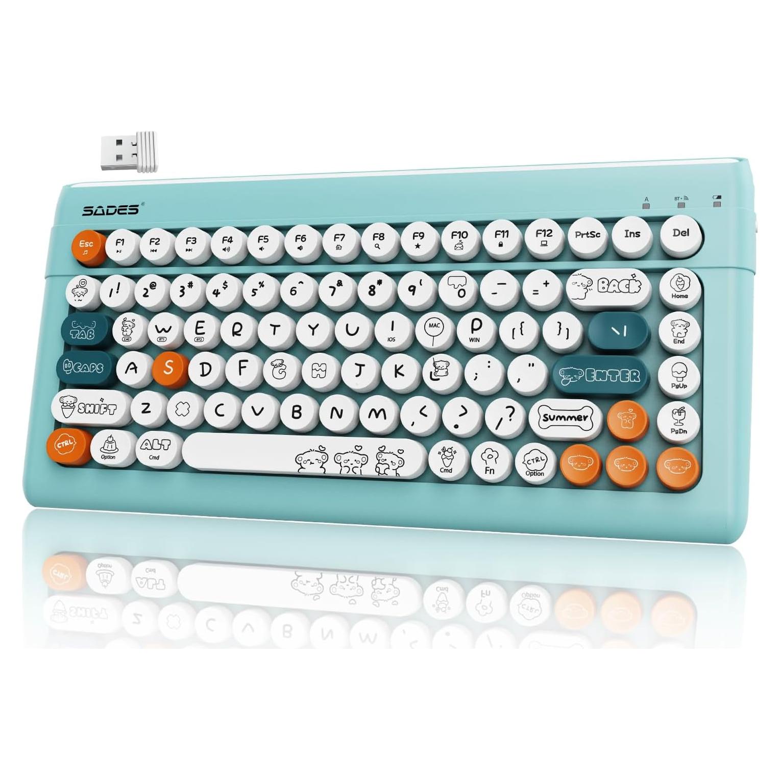 Teclado Inalámbrico Bluetooth BAIHUAFRU Retro Colorido 34.4cm