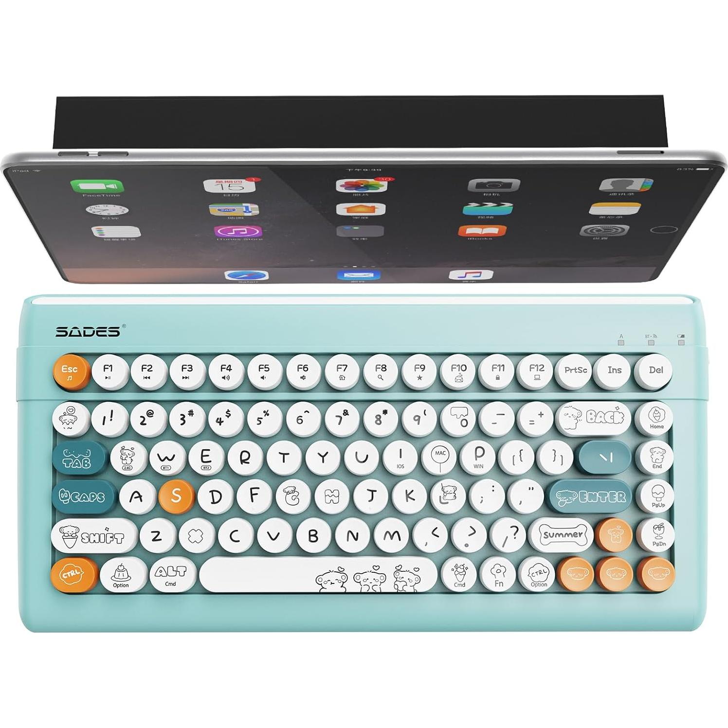 Teclado Inalámbrico Bluetooth BAIHUAFRU Retro Colorido 34.4cm