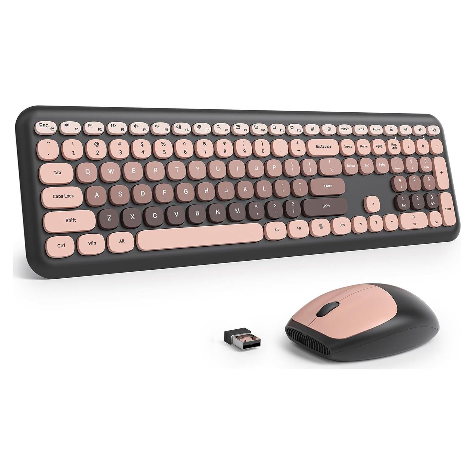 Combo Teclado y Ratón Inalámbricos Fogruaden Rosa Silencioso
