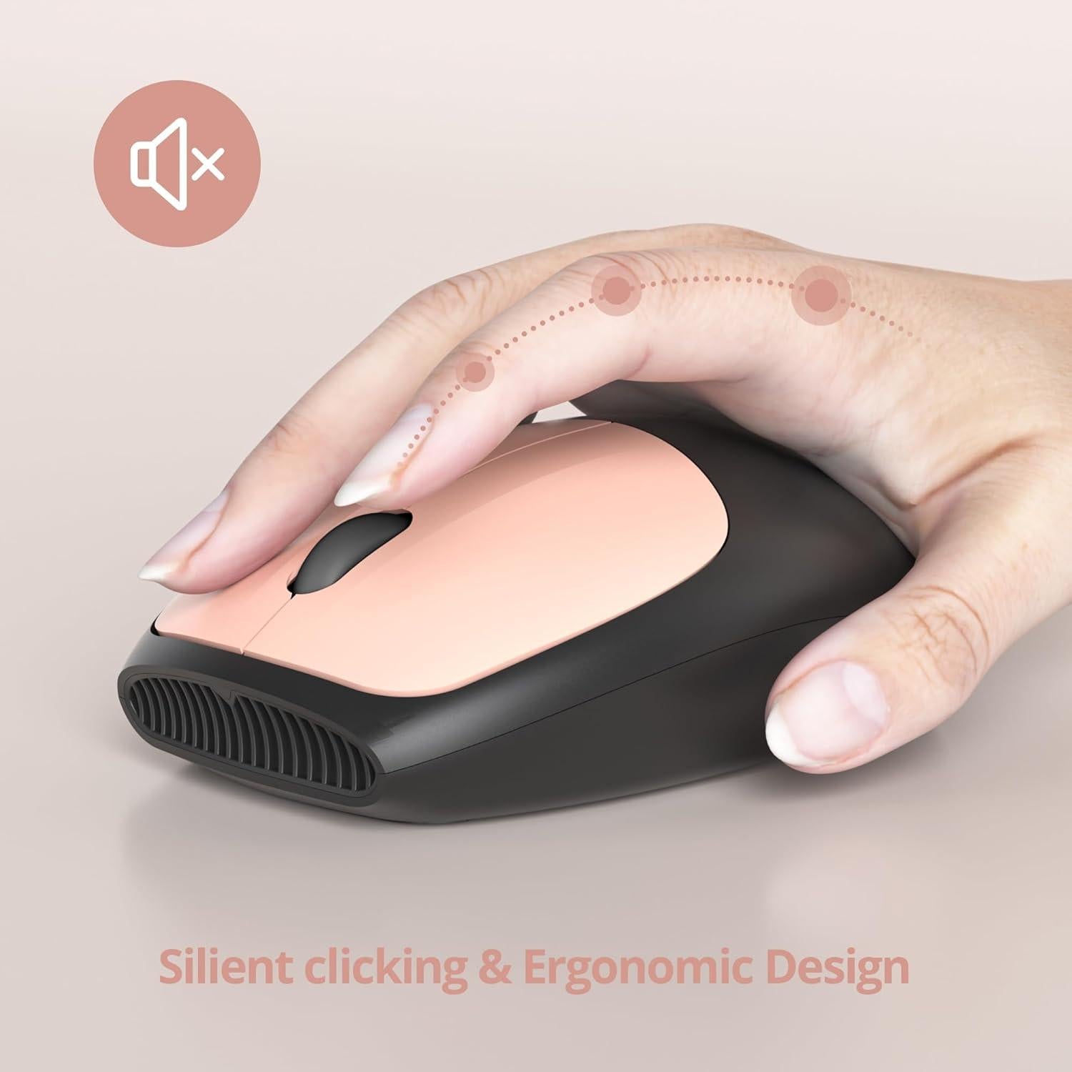 Combo Teclado y Ratón Inalámbricos Fogruaden Rosa Silencioso