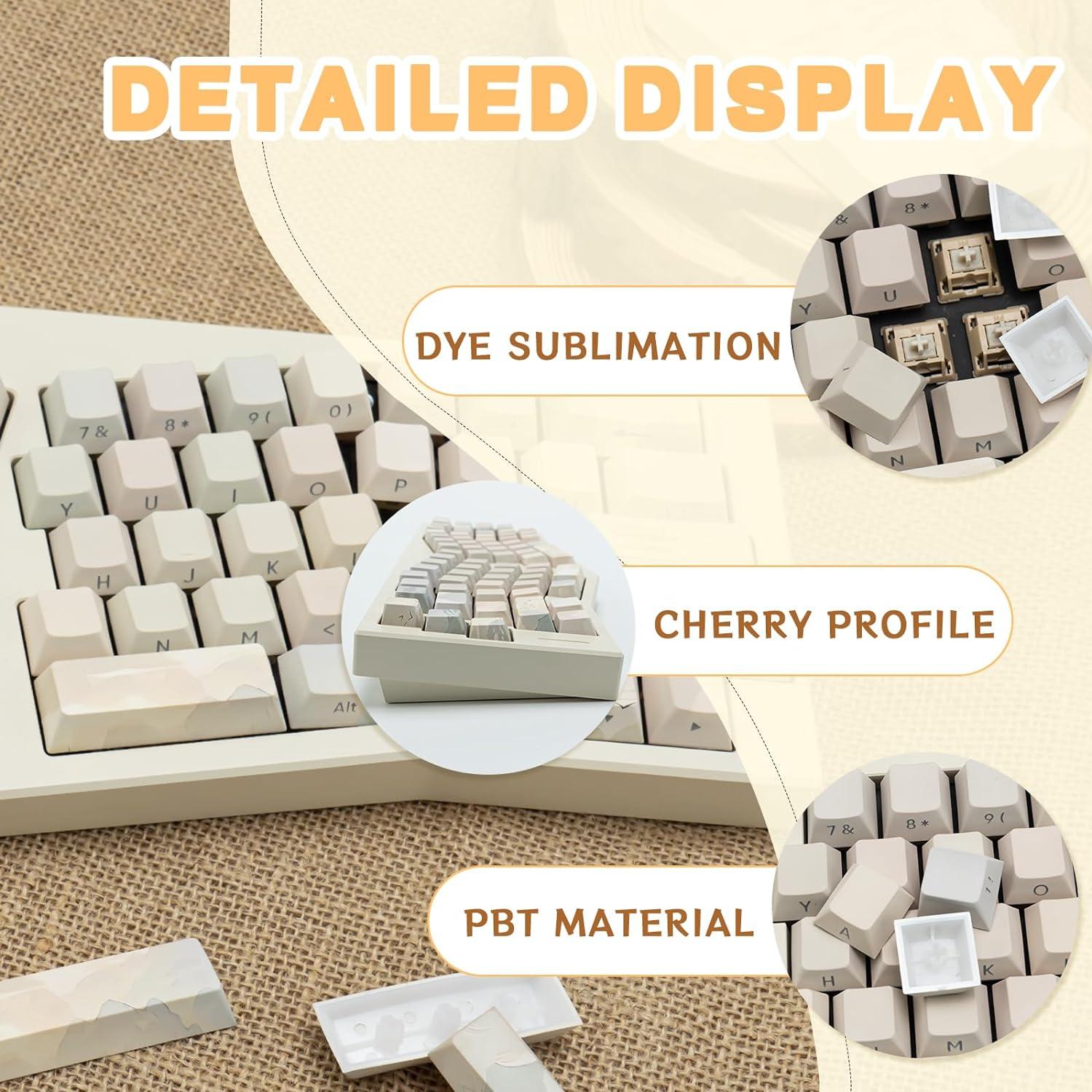 Juego de Teclas PBT Retro Verde Claro 130 Teclas Cherry TIMSEKER