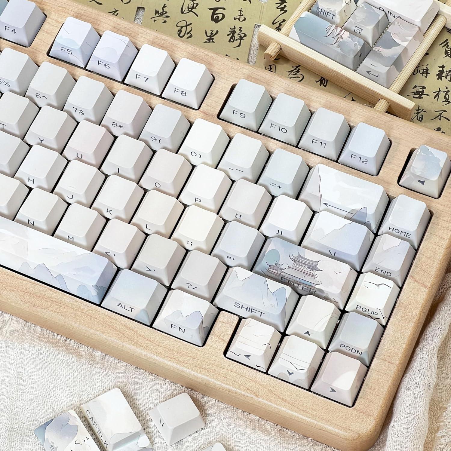 Juego de Teclas PBT Retro Verde Claro 130 Teclas Cherry TIMSEKER