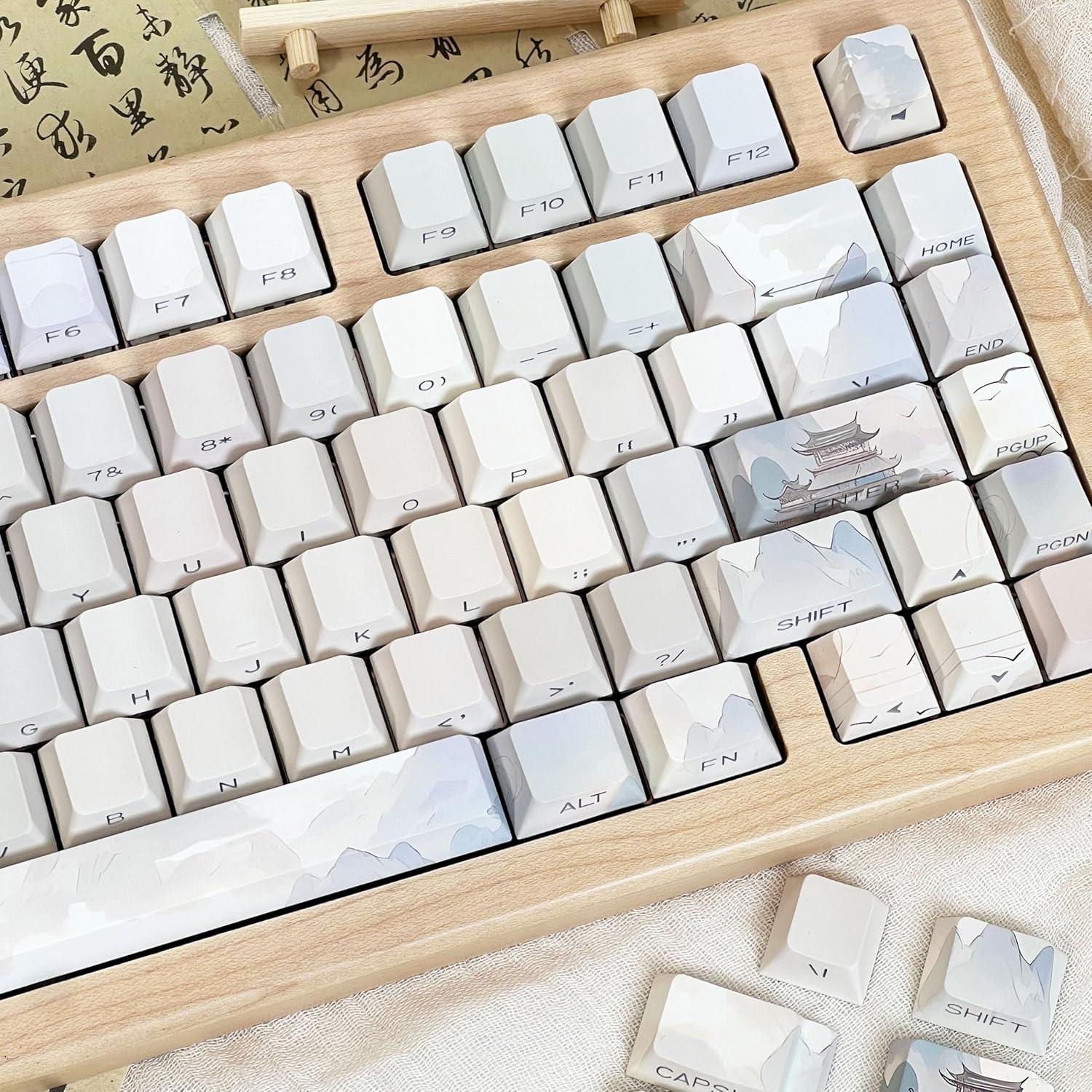 Juego de Teclas PBT Retro Verde Claro 130 Teclas Cherry TIMSEKER