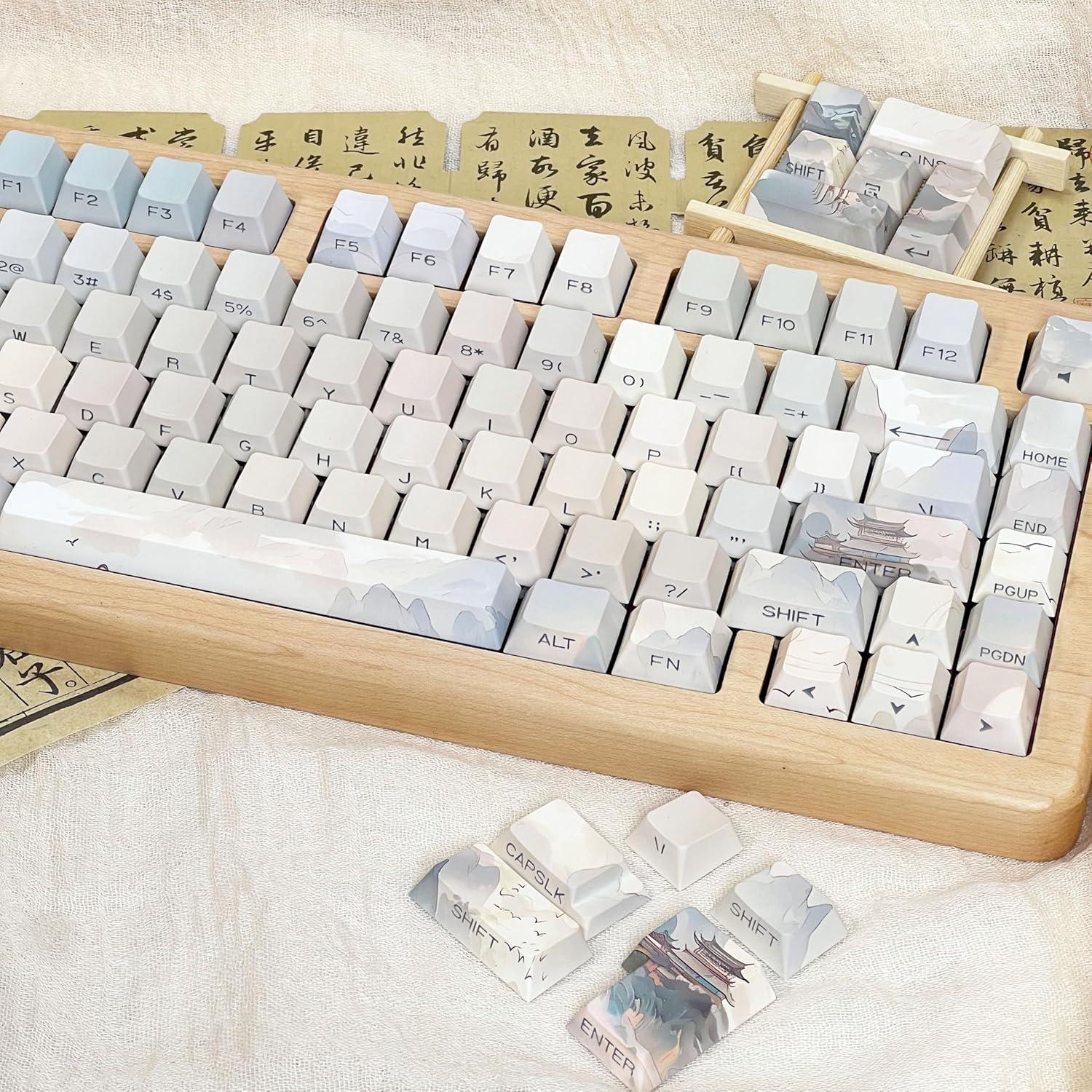 Juego de Teclas PBT Retro Verde Claro 130 Teclas Cherry TIMSEKER