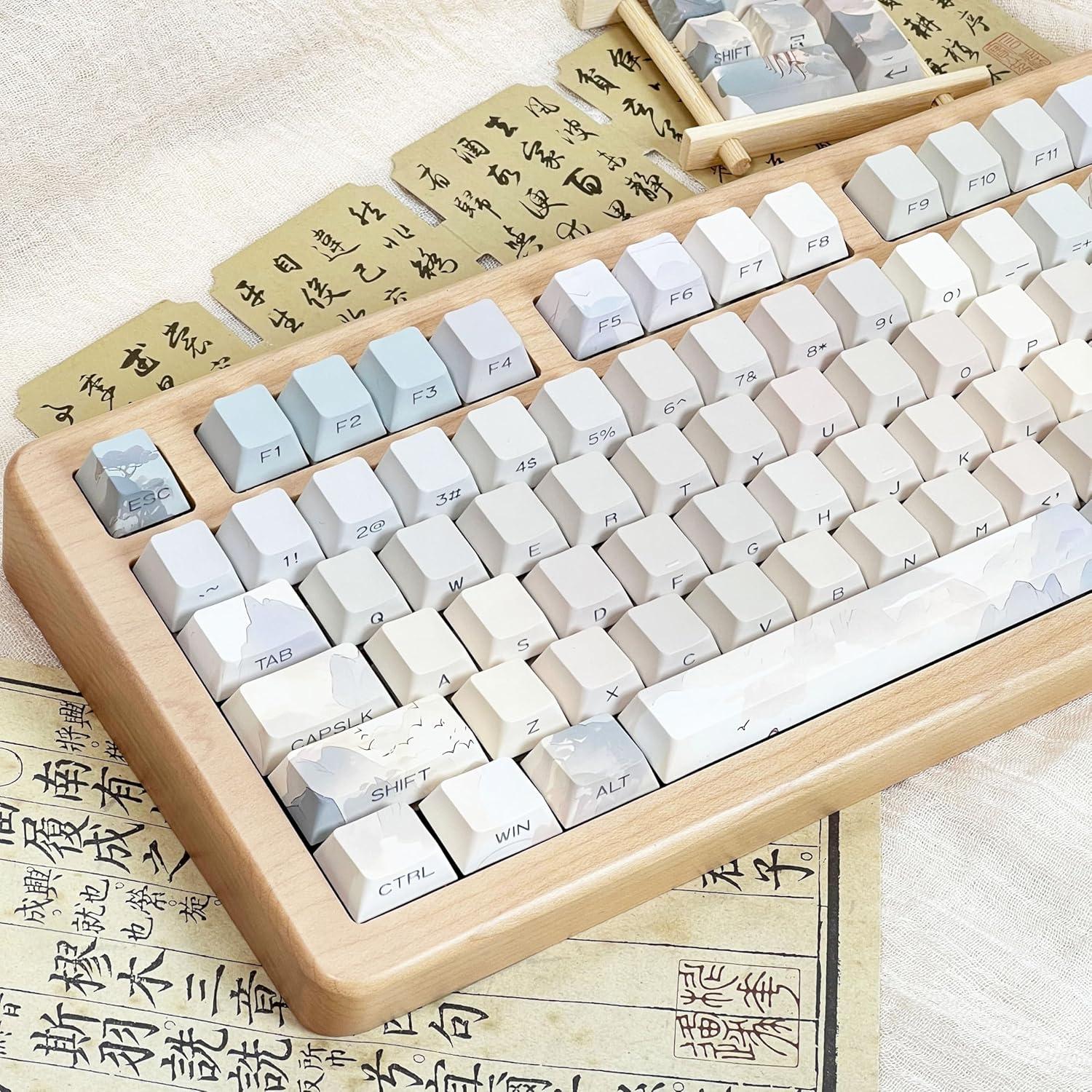 Juego de Teclas PBT Retro Verde Claro 130 Teclas Cherry TIMSEKER