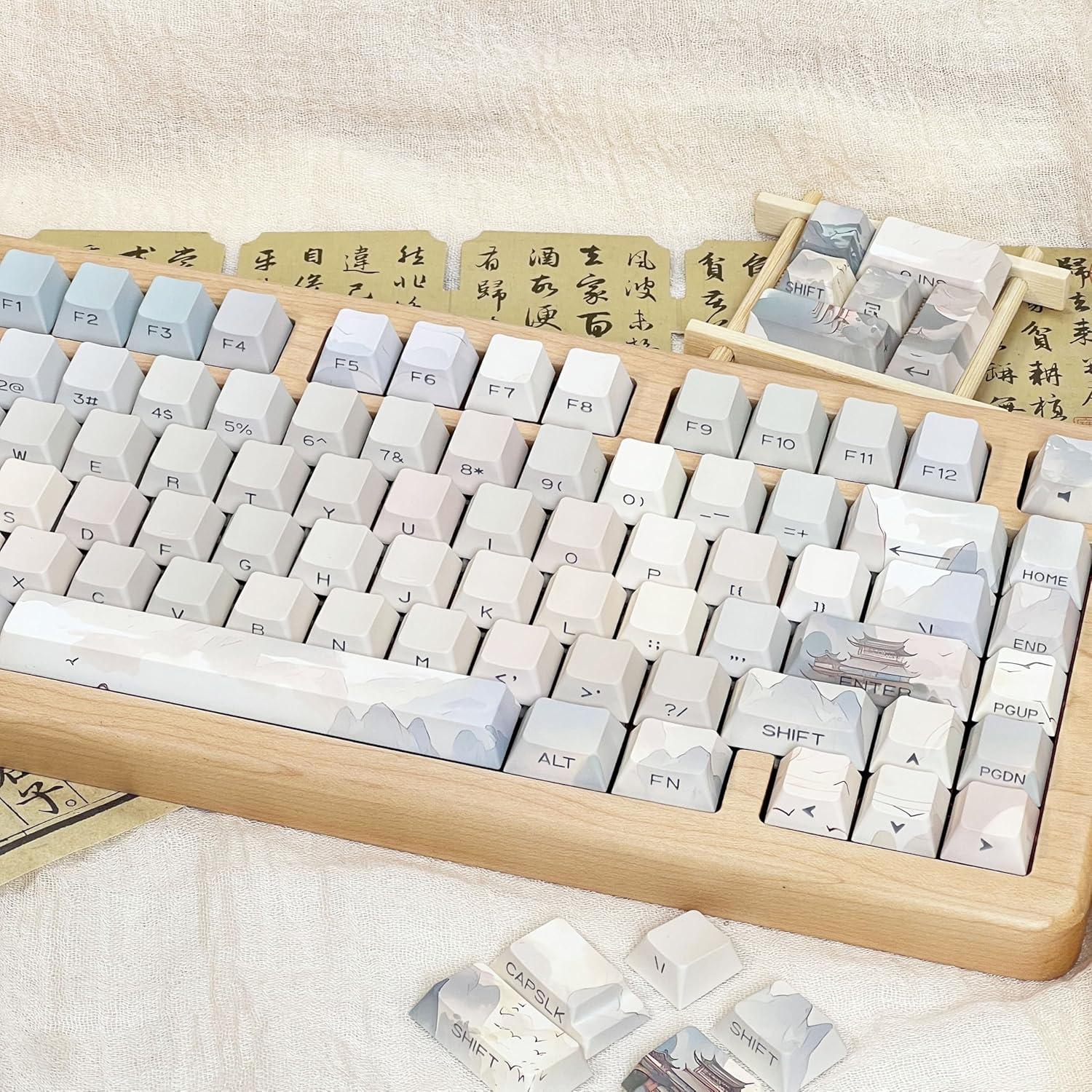 Juego de Teclas PBT Retro Verde Claro 130 Teclas Cherry TIMSEKER