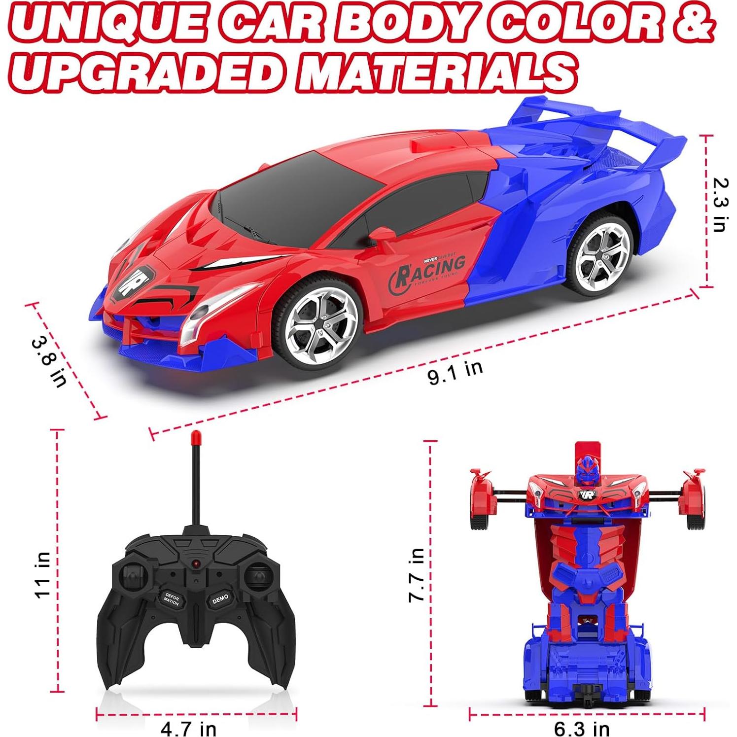 Coche RC Transformable LERJIAUS 1:18 para Niños 3-12 Años