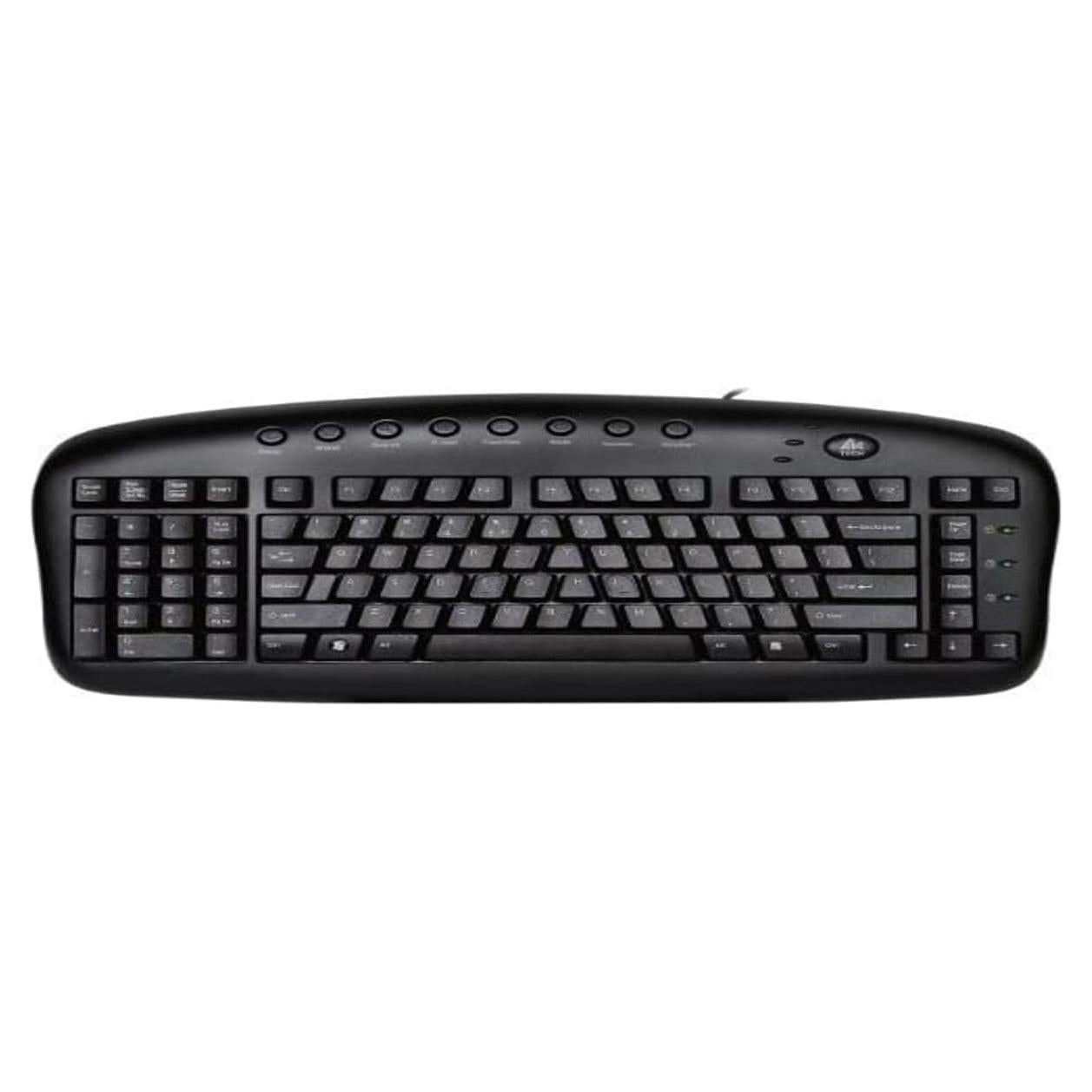 Teclado Ergonómico A4Tech KBS-29BLK para Zurdo - 8 Teclas Multimedia