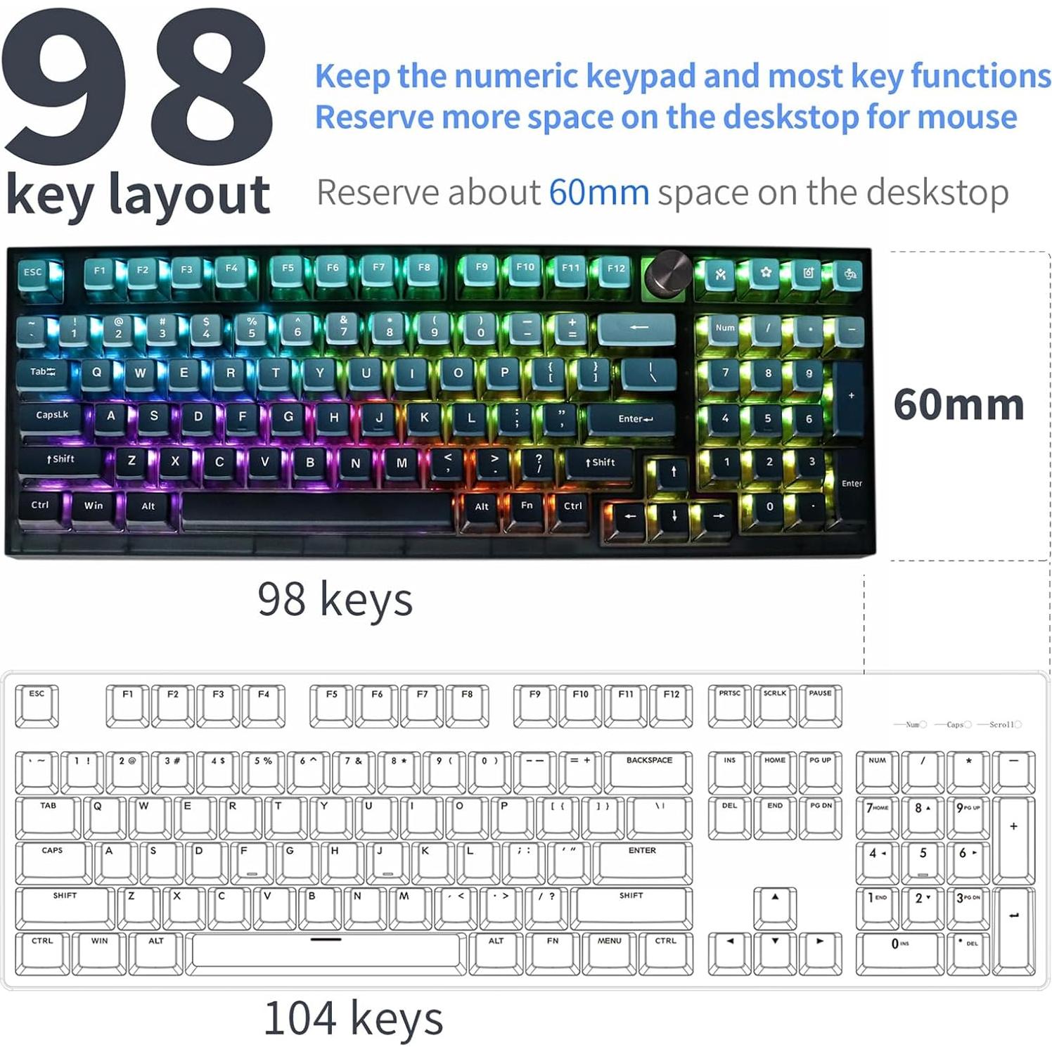 Teclado Mecánico Gaming Skyloong GK980 RGB 98 Teclas Tipo C