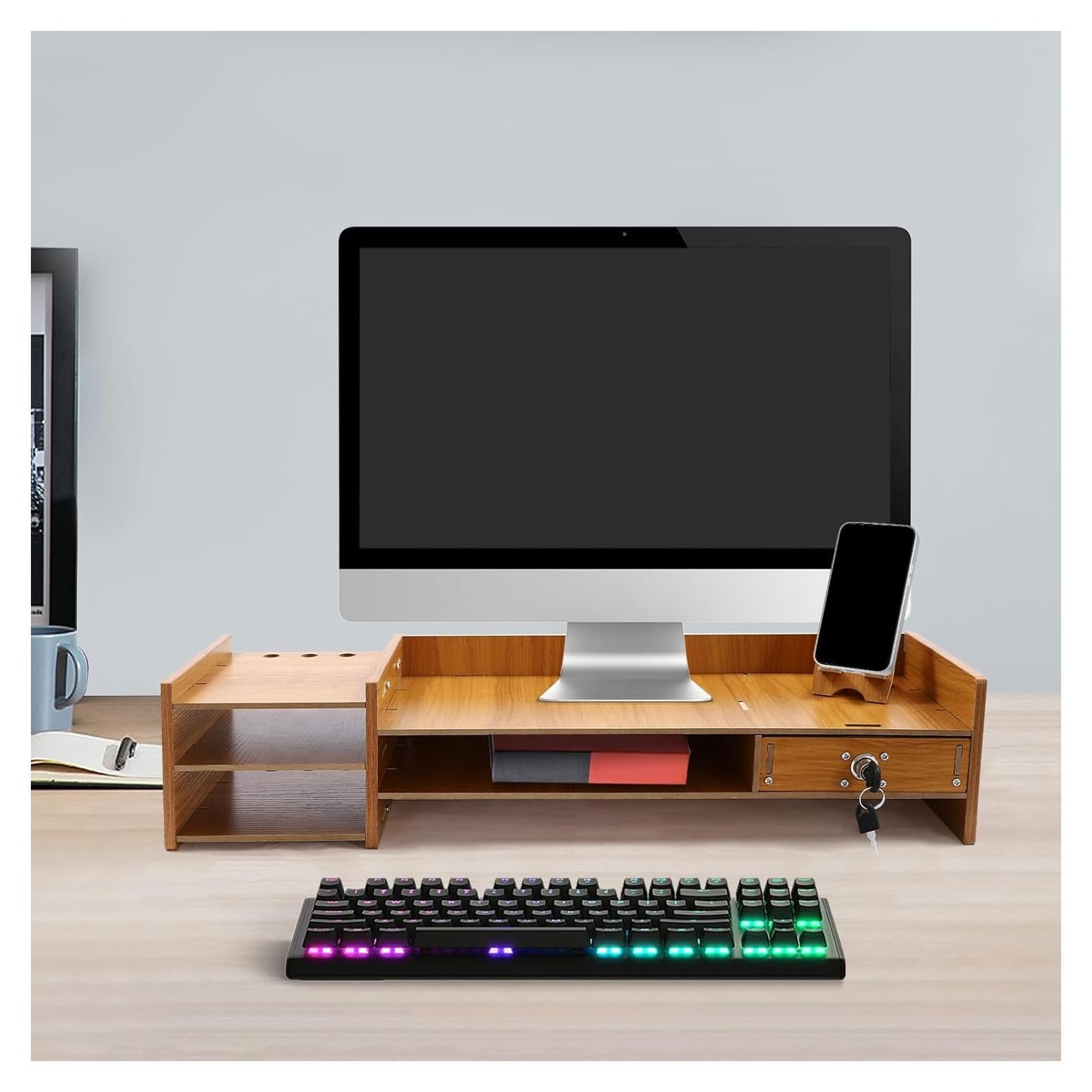 Organizador de Escritorio de Madera MDF con 3 Cajones Estilo B