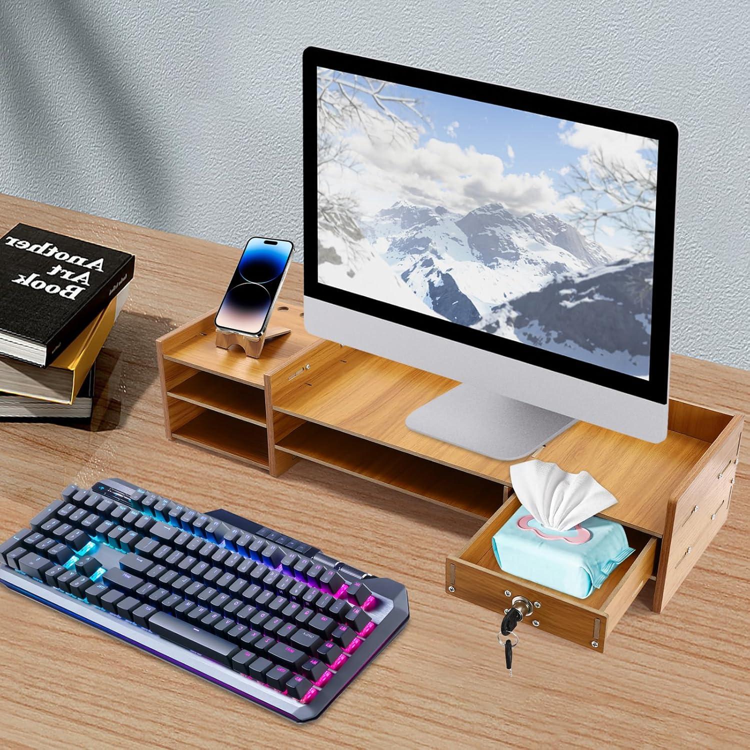 Organizador de Escritorio de Madera MDF con 3 Cajones Estilo B