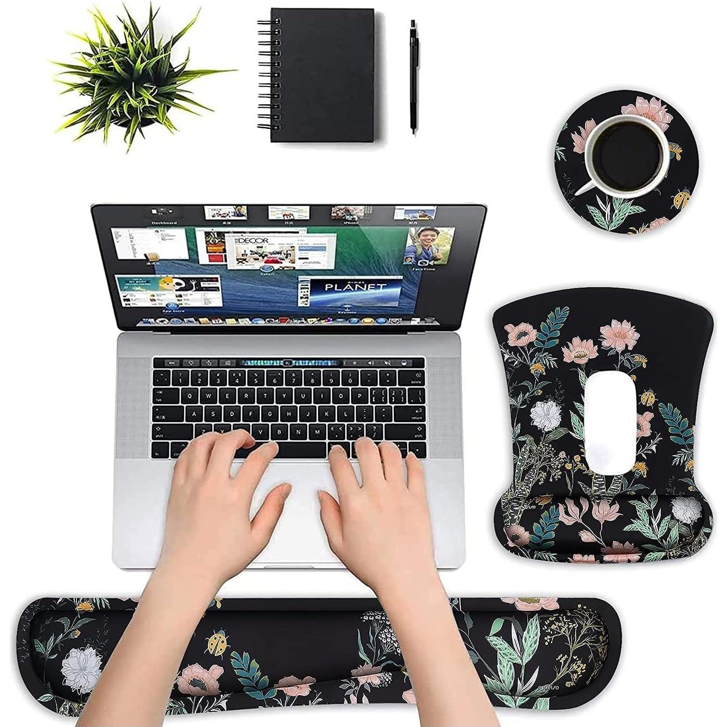 Soporte Reposamuñecas Ergonómico MOSISO Floral Negro