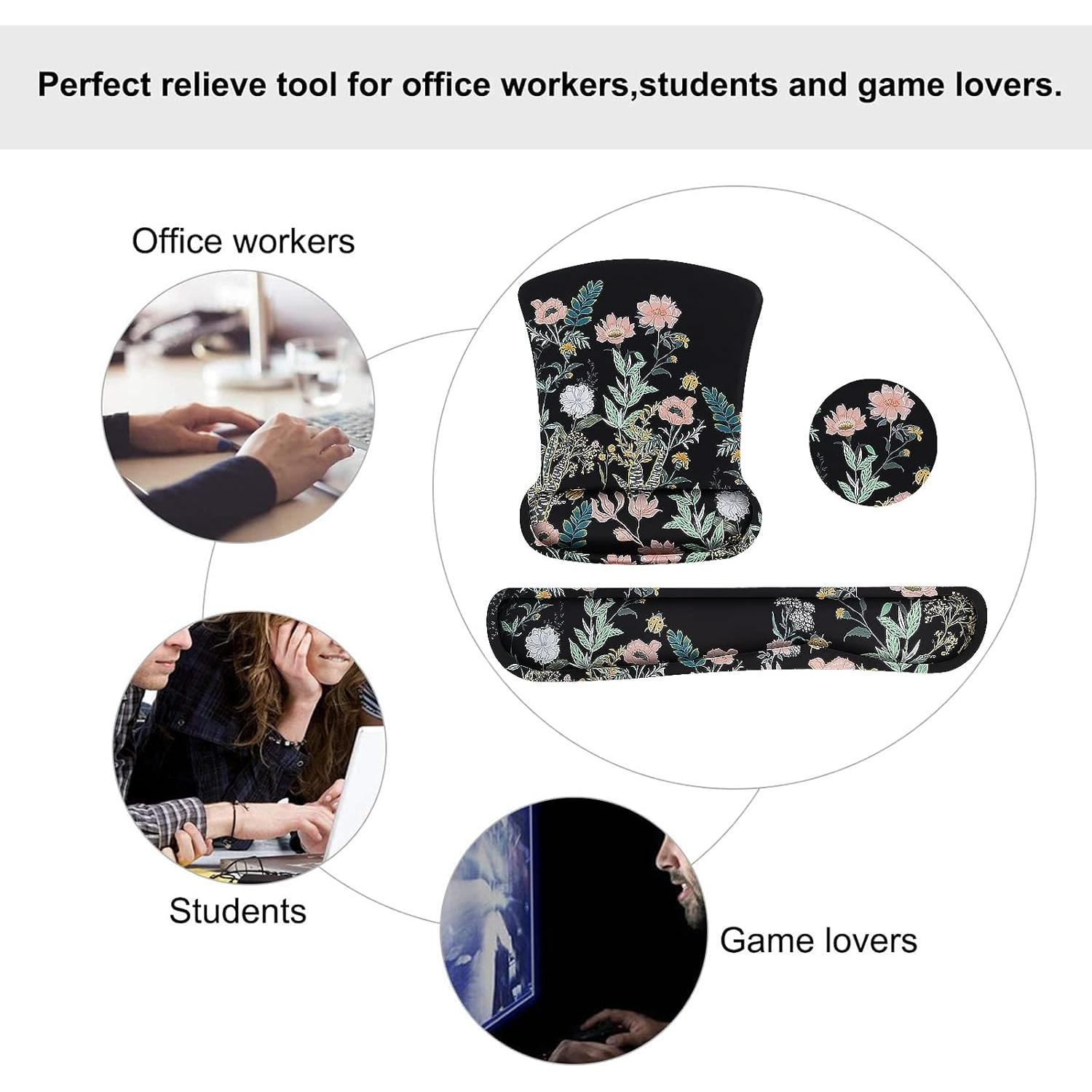 Soporte Reposamuñecas Ergonómico MOSISO Floral Negro