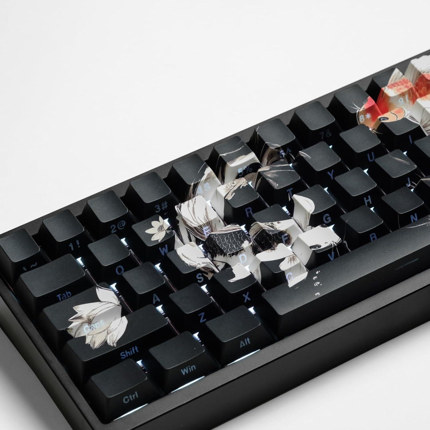 Juego de Teclas PBT Lucky Koi 130 Teclas para Teclado Mecánico