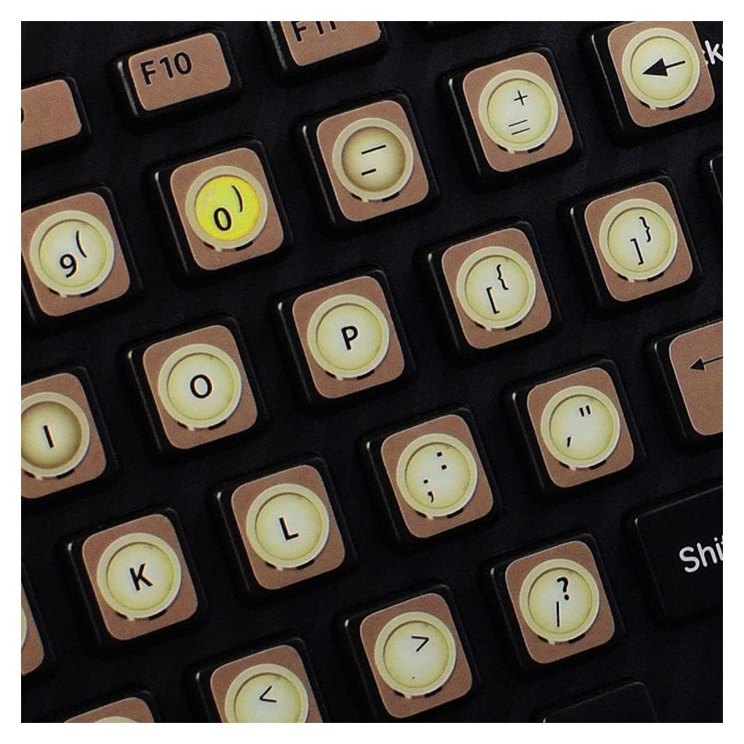 Etiquetas de Teclado 4Keyboard Vintage Inglés US Marrón
