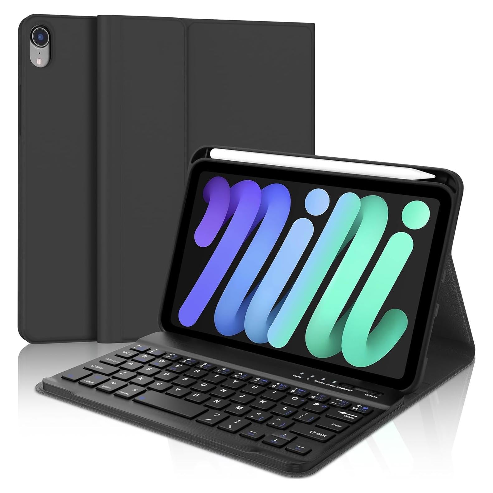Funda Teclado Bluetooth AMOUOGOEY para iPad Mini 7/6 8.3"
