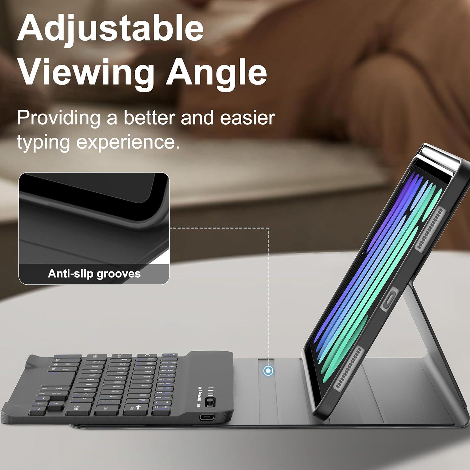 Funda Teclado Bluetooth AMOUOGOEY para iPad Mini 7/6 8.3"