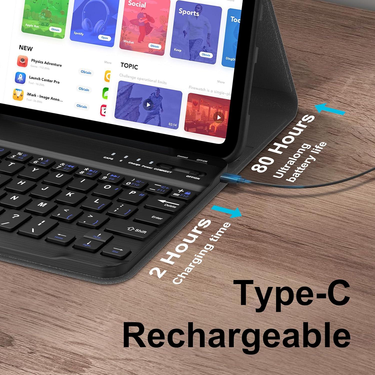Funda Teclado Bluetooth AMOUOGOEY para iPad Mini 7/6 8.3"