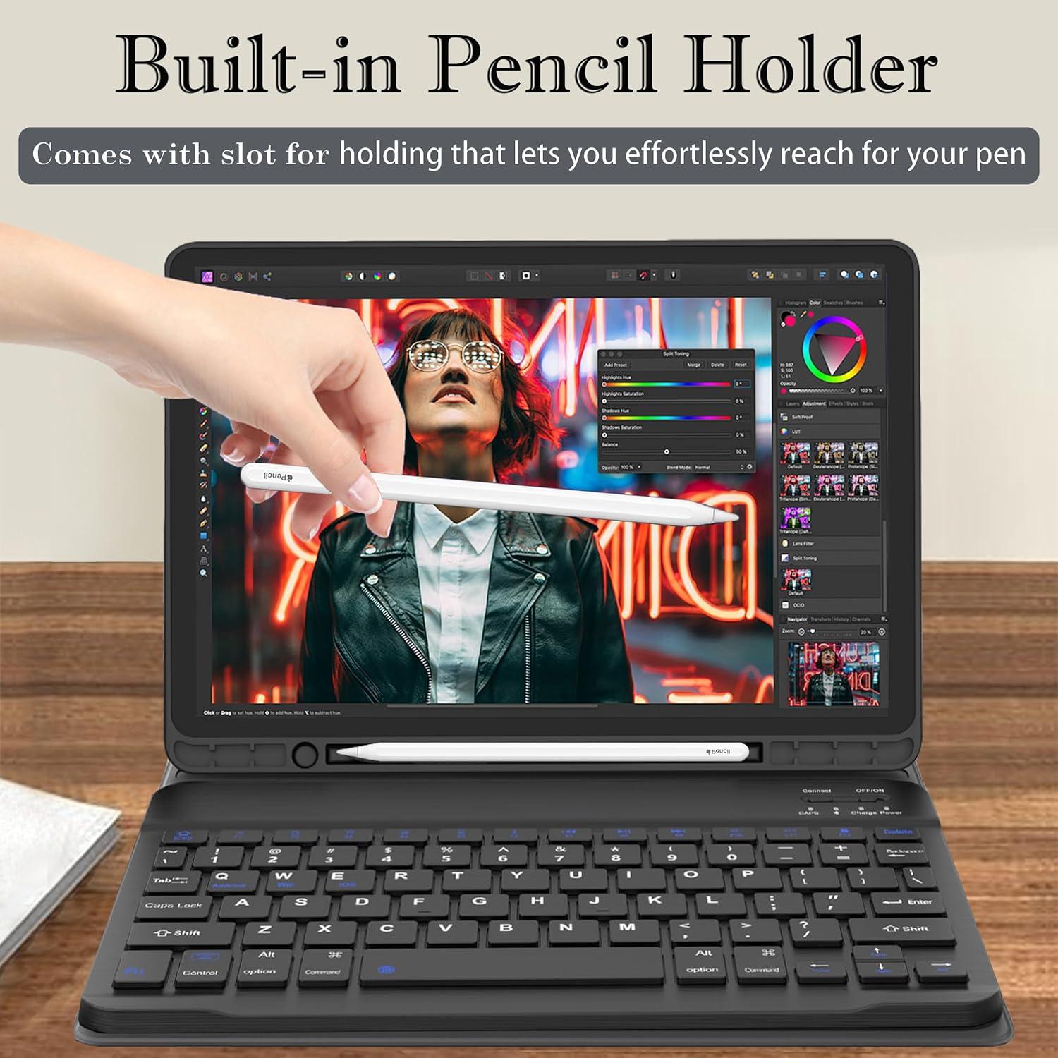 Funda Teclado Bluetooth AMOUOGOEY para iPad Pro 12.9" 1ª/2ª Gen