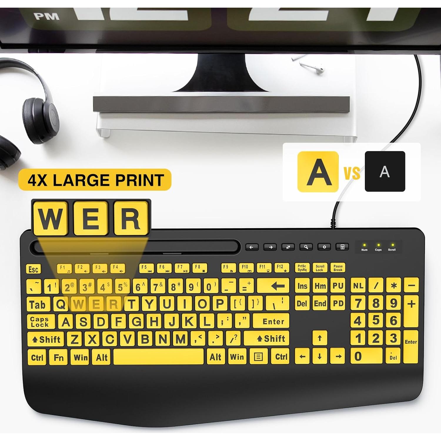 Teclado Ergonómico SABLUTE Amarillo con Reposamuñecas y Soporte