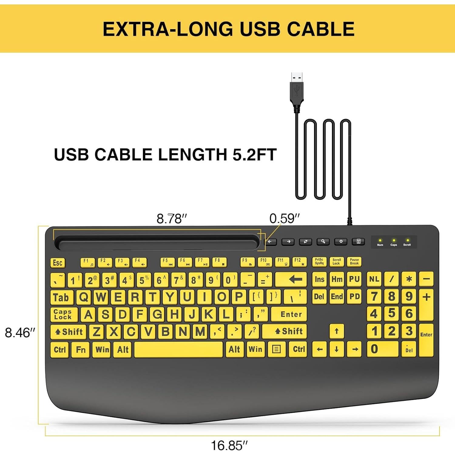 Teclado Ergonómico SABLUTE Amarillo con Reposamuñecas y Soporte