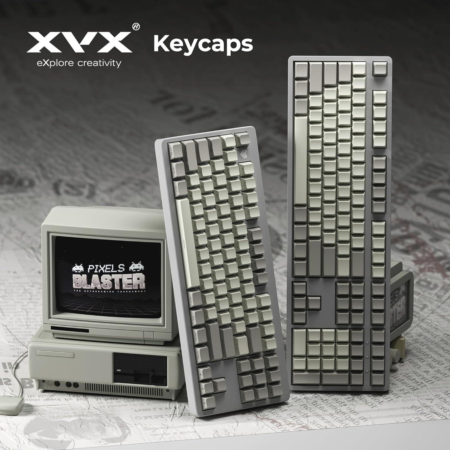 Teclas PBT Doubleshot Retro Gris XVX para Teclados Mecánicos