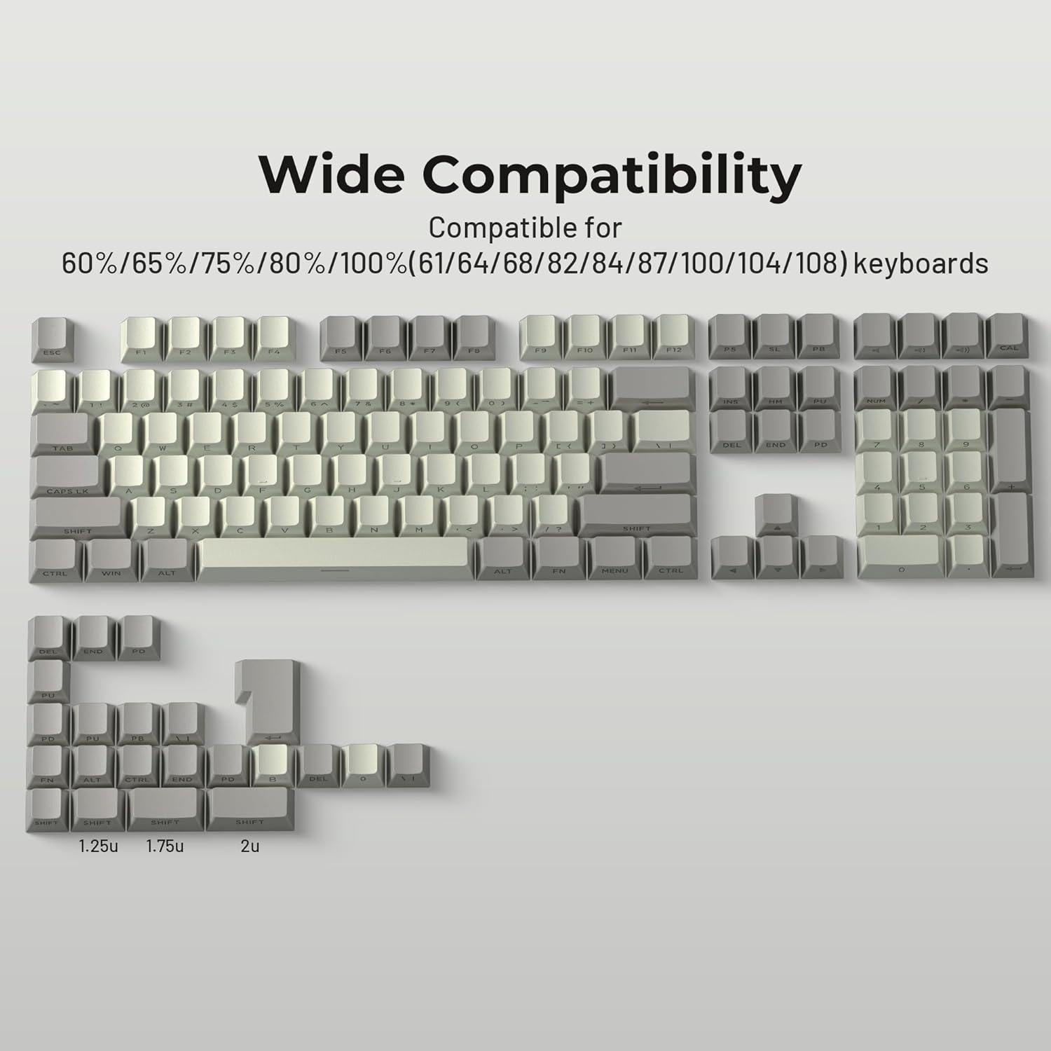 Teclas PBT Doubleshot Retro Gris XVX para Teclados Mecánicos