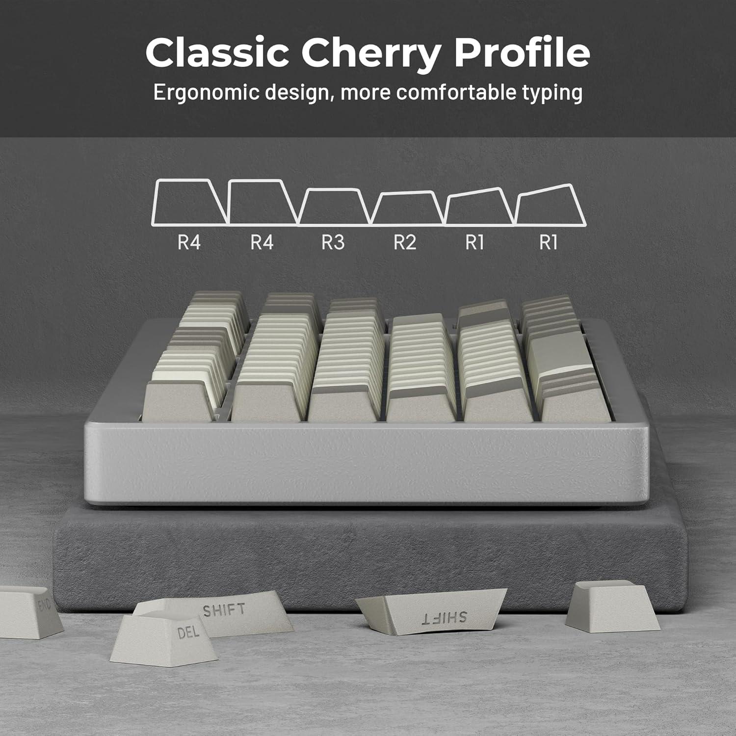 Teclas PBT Doubleshot Retro Gris XVX para Teclados Mecánicos