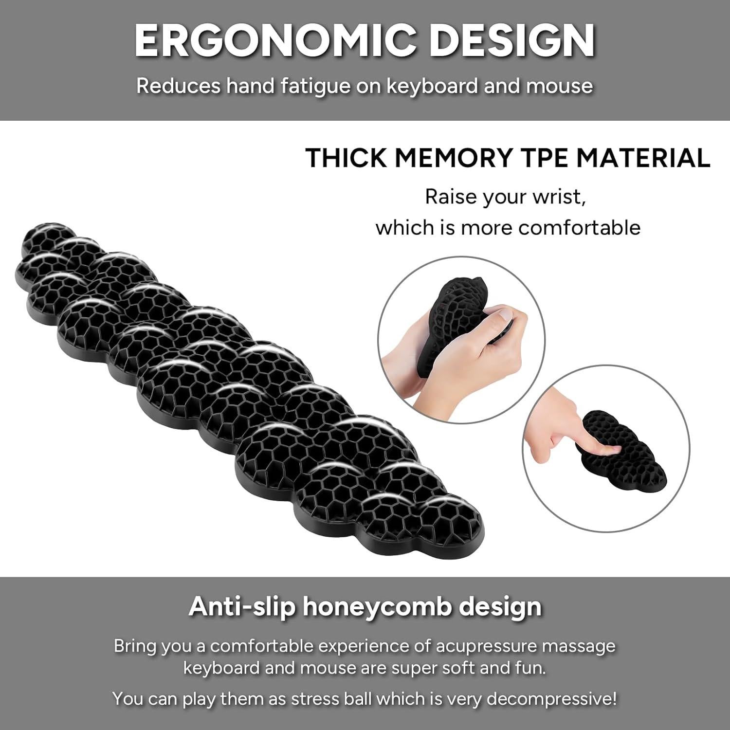 Juego de Reposamuñecas Ergonómico YAVOUN para Teclado y Ratón Negro