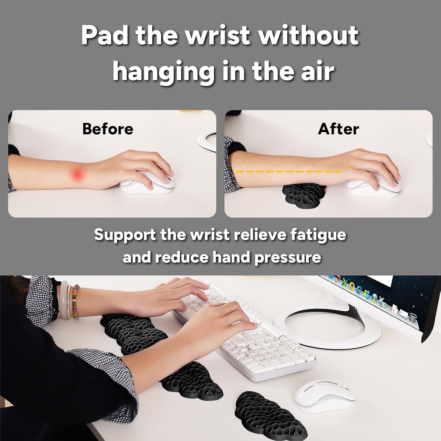 Juego de Reposamuñecas Ergonómico YAVOUN para Teclado y Ratón Negro