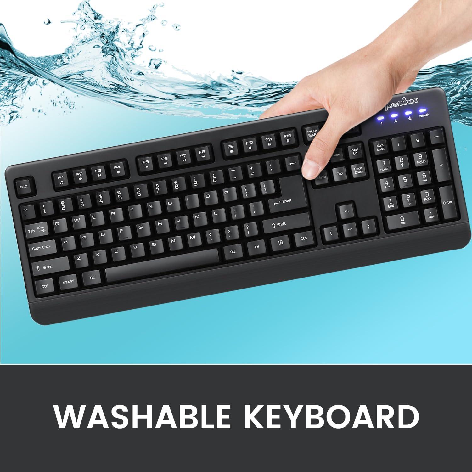 Teclado USB Lavable Perixx PERIBOARD-517 IP65 Negro