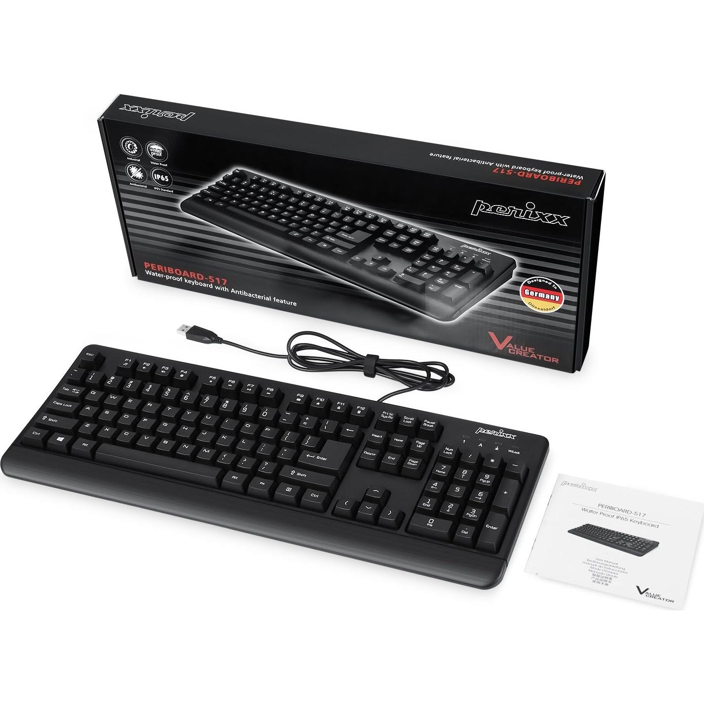 Teclado USB Lavable Perixx PERIBOARD-517 IP65 Negro
