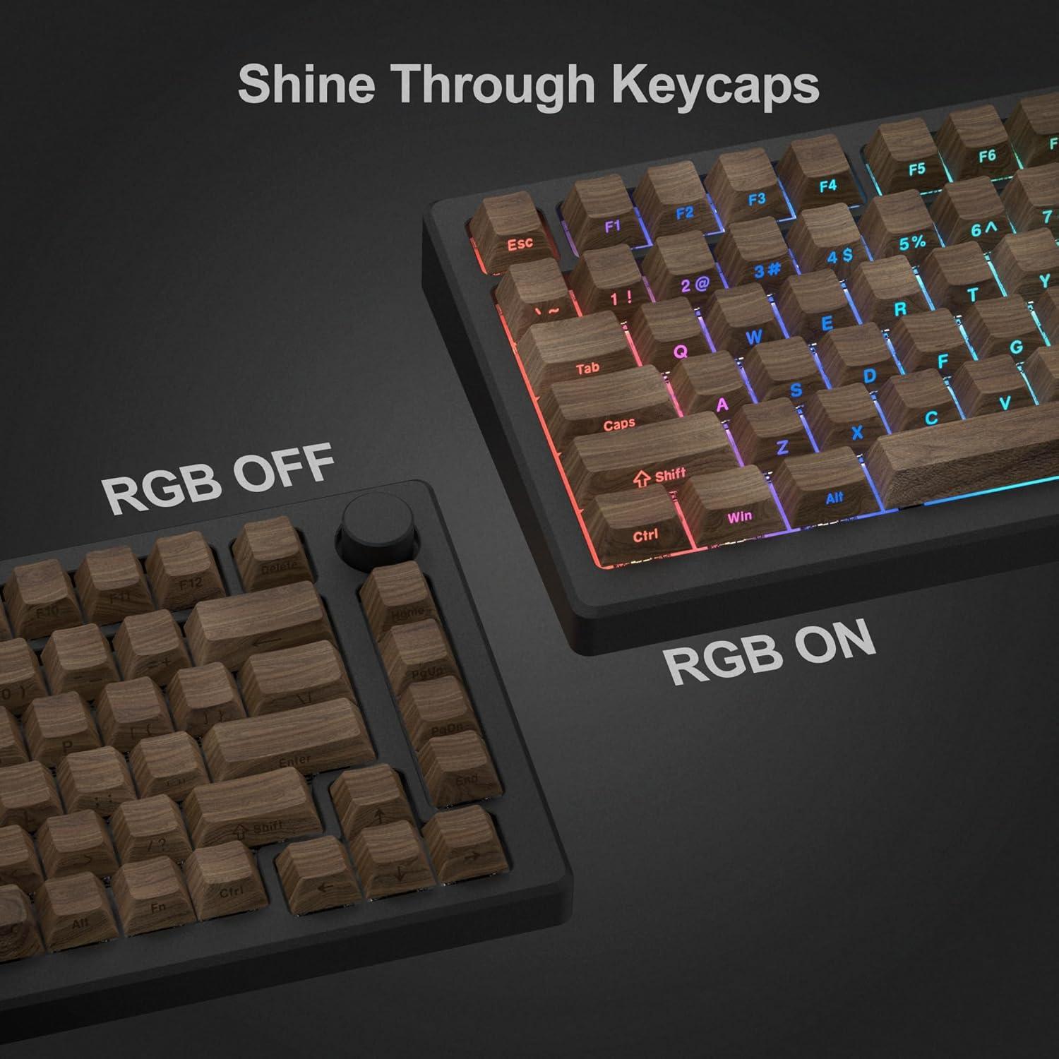 Juego de Teclas Dagaladoo Shine Through PBT 75% Nogal