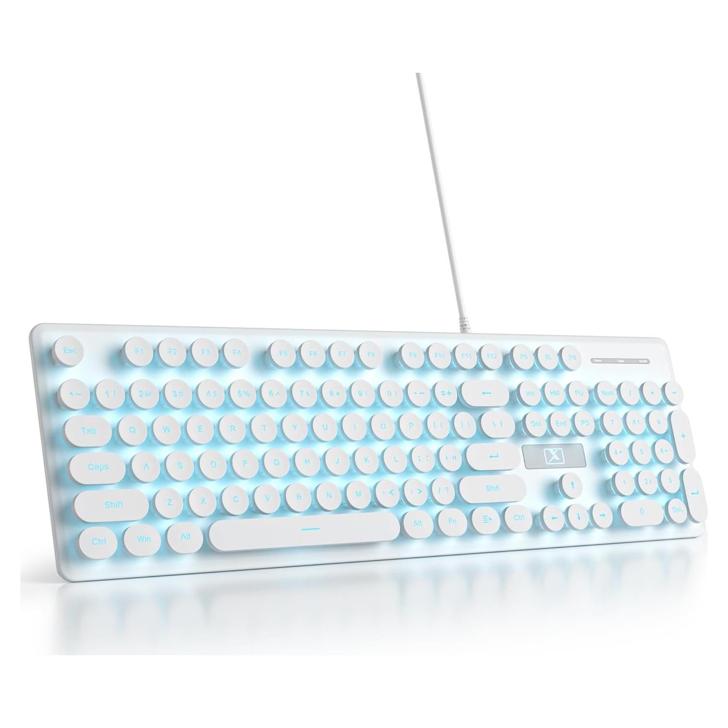 Teclado Retro de Máquina de Escribir 104 Teclas USB Blanco