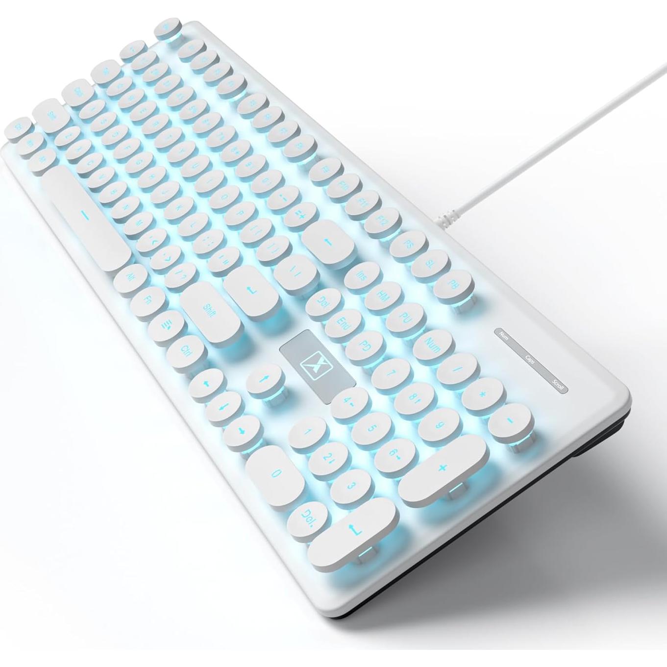 Teclado Retro de Máquina de Escribir 104 Teclas USB Blanco