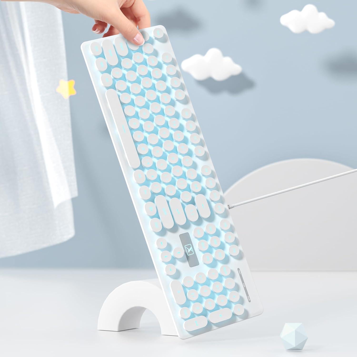 Teclado Retro de Máquina de Escribir 104 Teclas USB Blanco