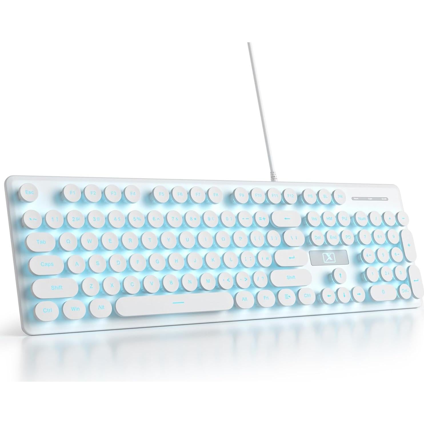 Teclado Retro de Máquina de Escribir 104 Teclas USB Blanco