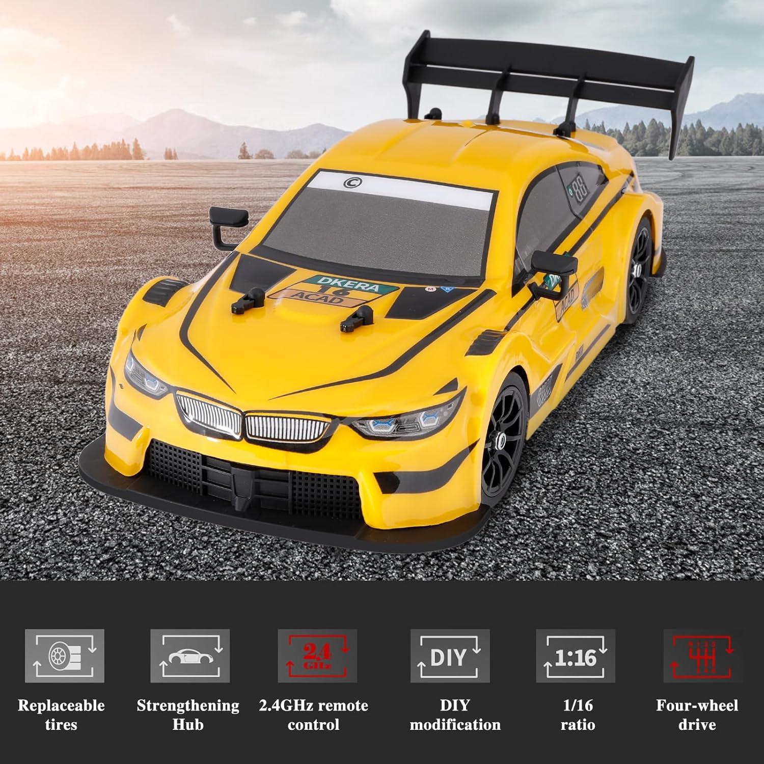 Coche RC Drift Dodoore 1:16 4WD 40 km/h Amarillo