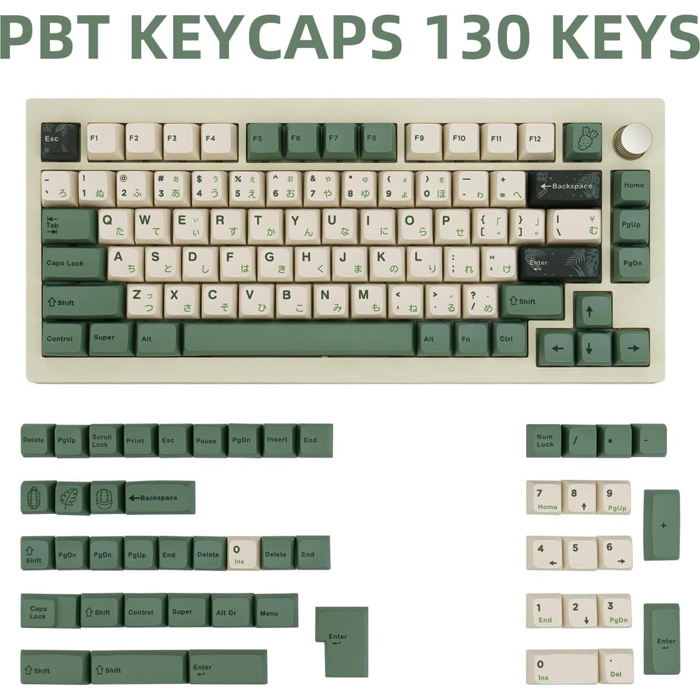 Juego de Teclas MDA JOLINTAL 130 Teclas PBT Japonesas Verdes