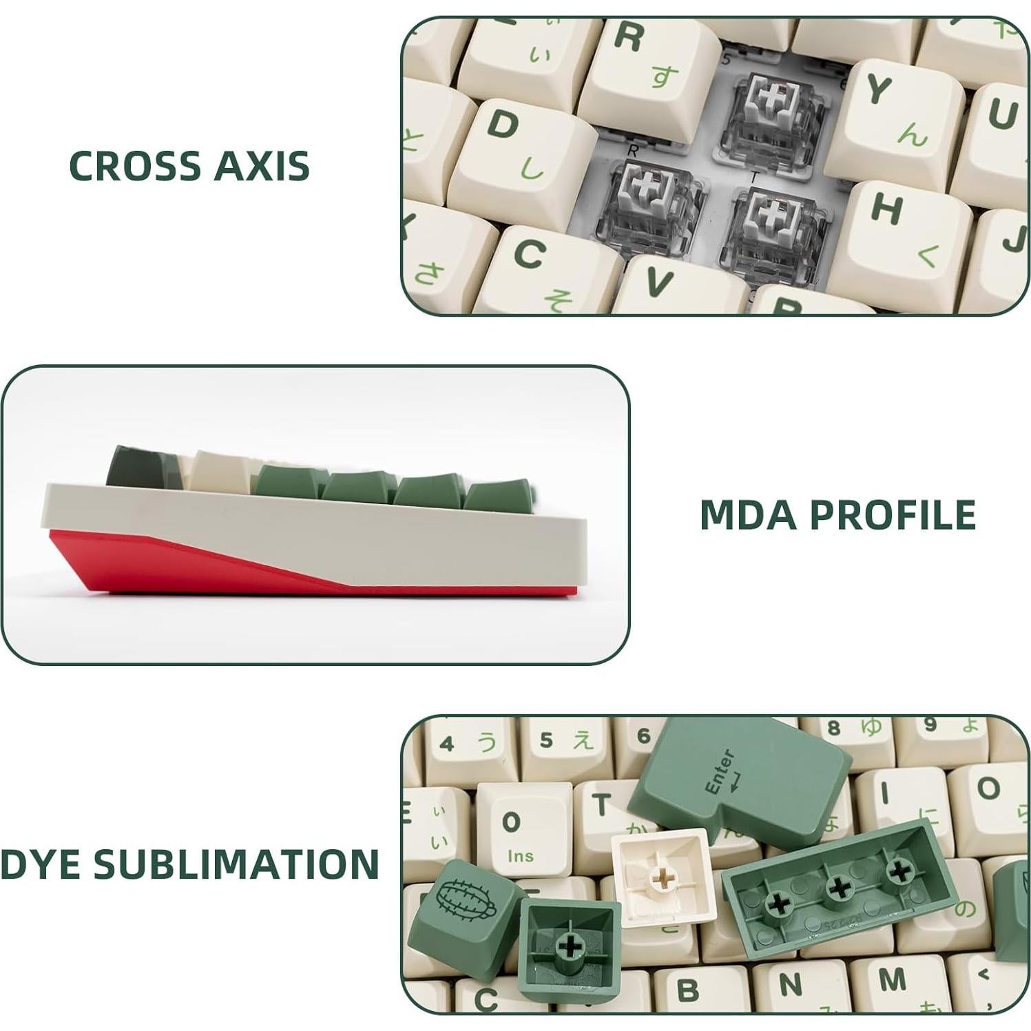 Juego de Teclas MDA JOLINTAL 130 Teclas PBT Japonesas Verdes